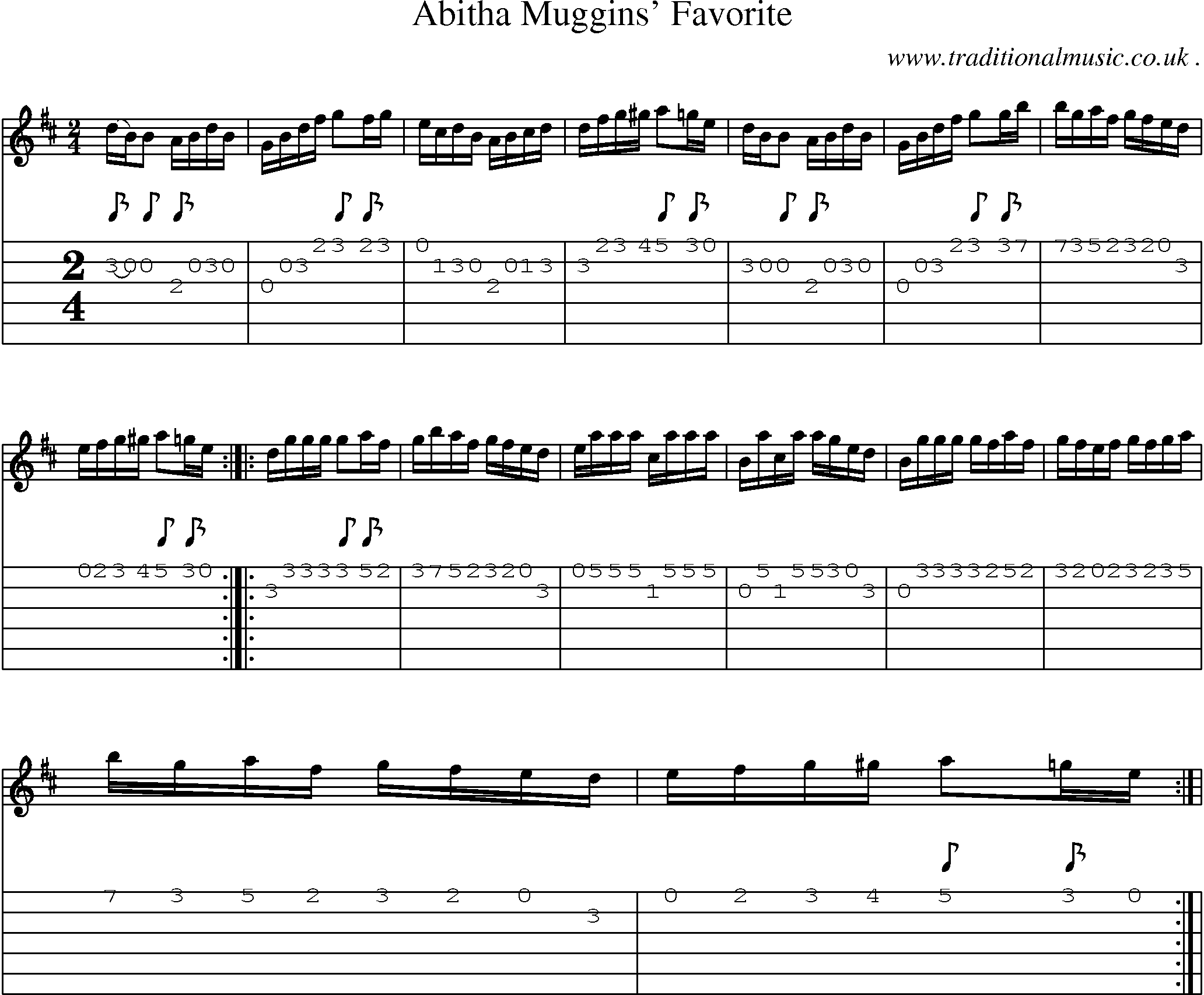 Sheet-Music and Guitar Tabs for Abitha Muggins Favorite