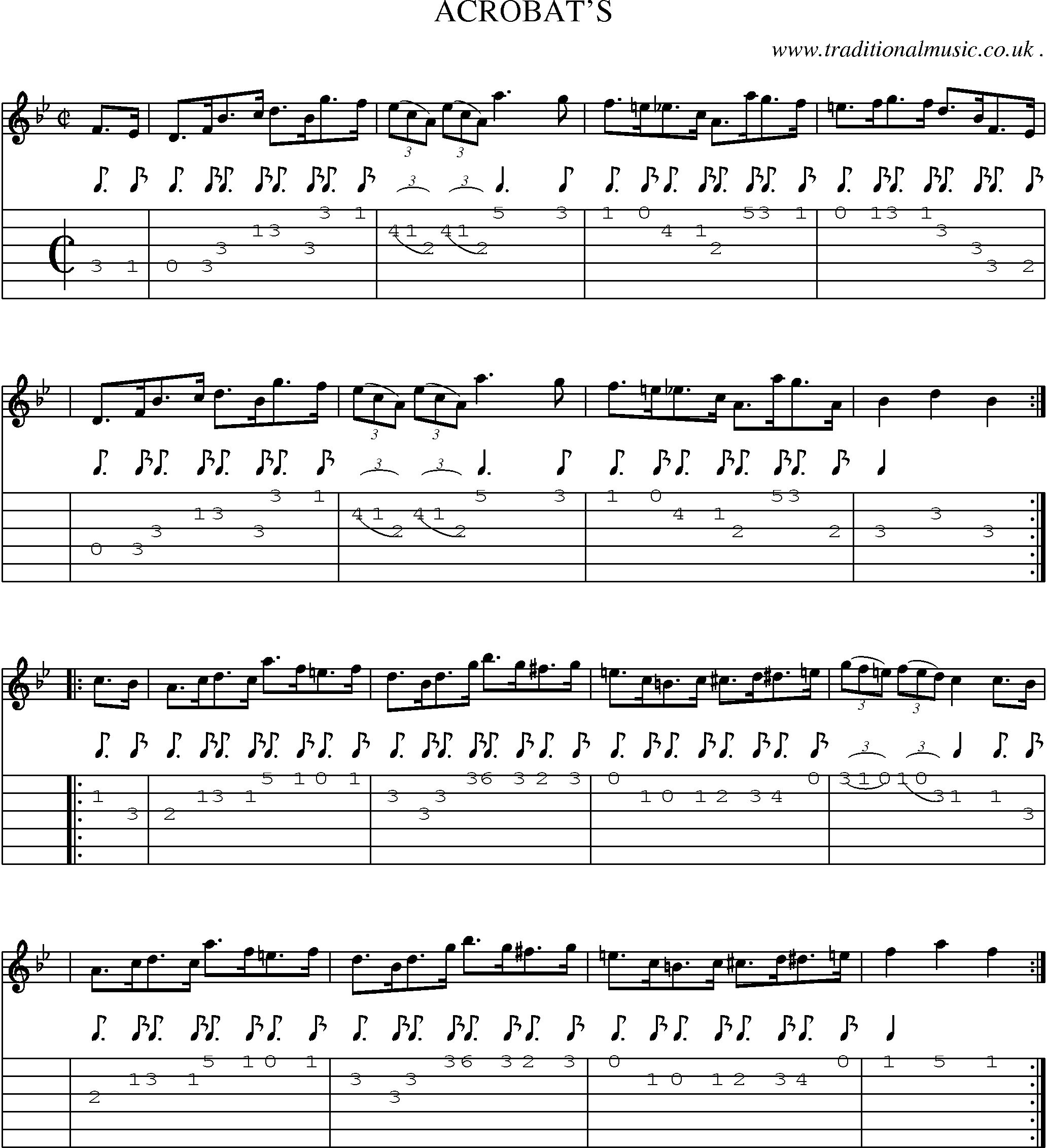 Sheet-Music and Guitar Tabs for Acrobats