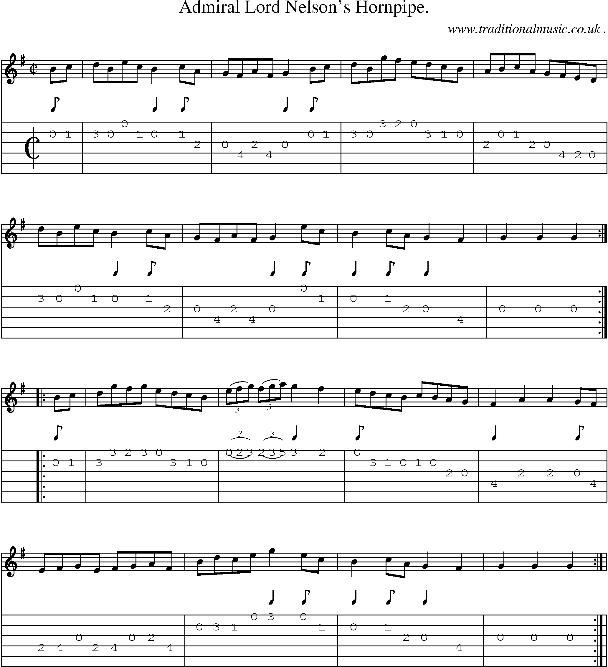 Sheet-Music and Guitar Tabs for Admiral Lord Nelsons Hornpipe