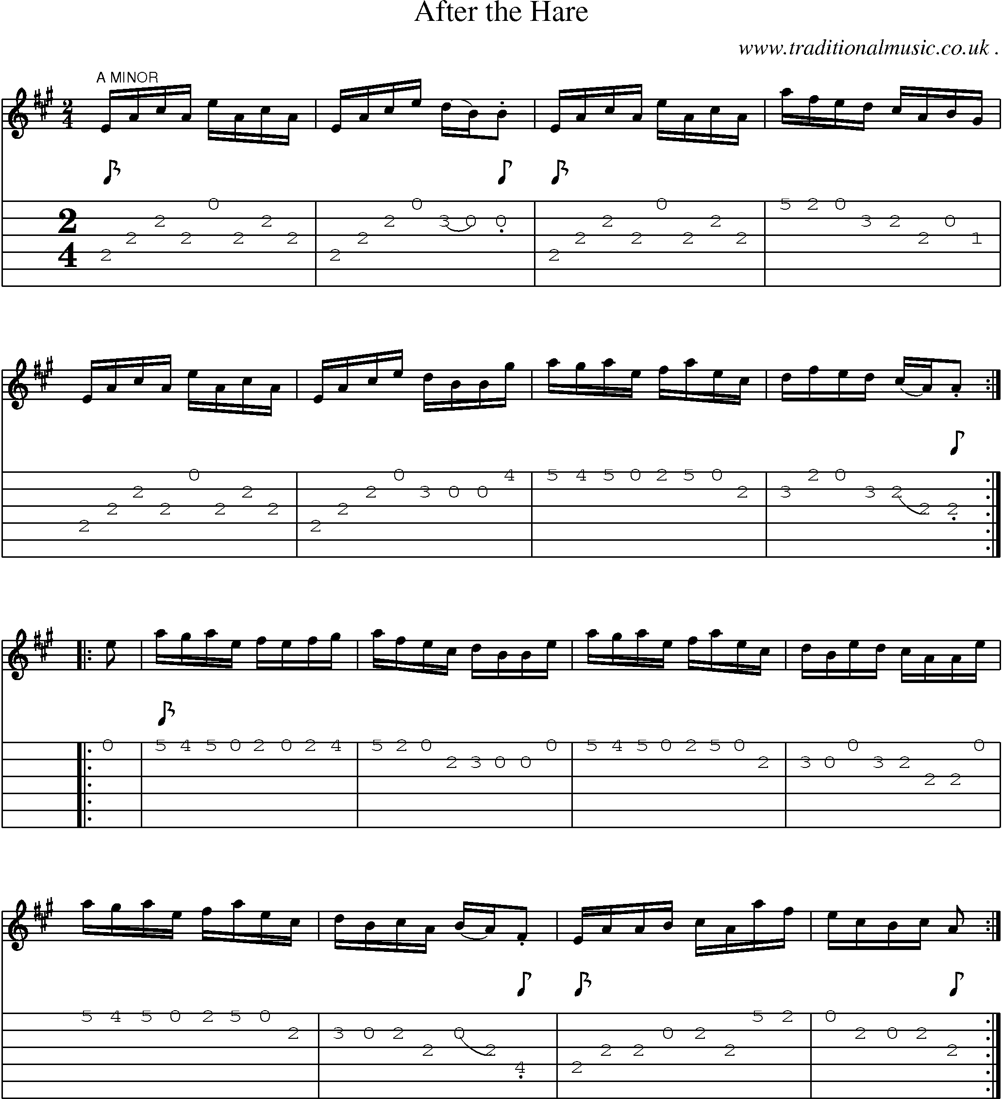 Sheet-Music and Guitar Tabs for After The Hare