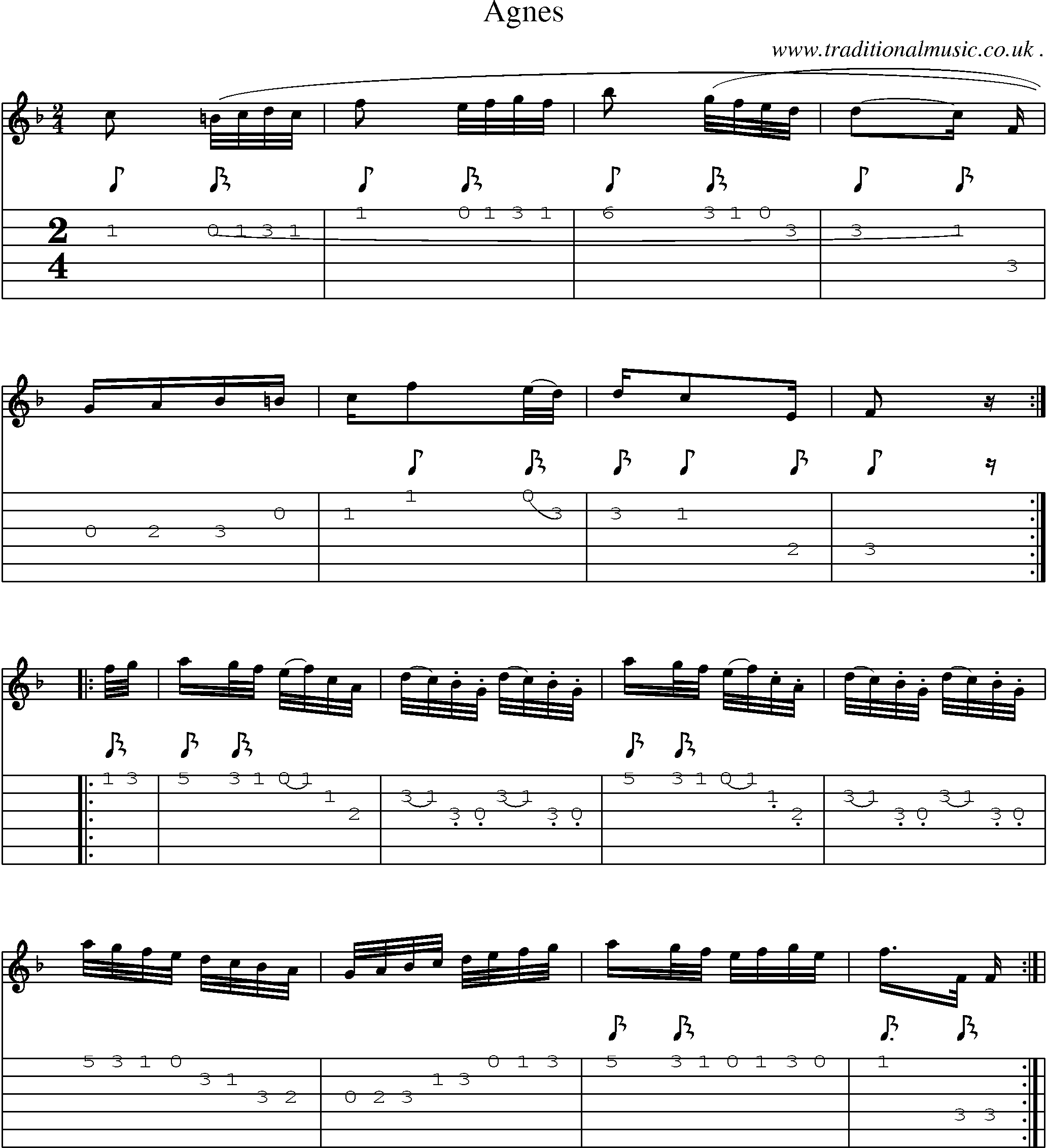 Sheet-Music and Guitar Tabs for Agnes