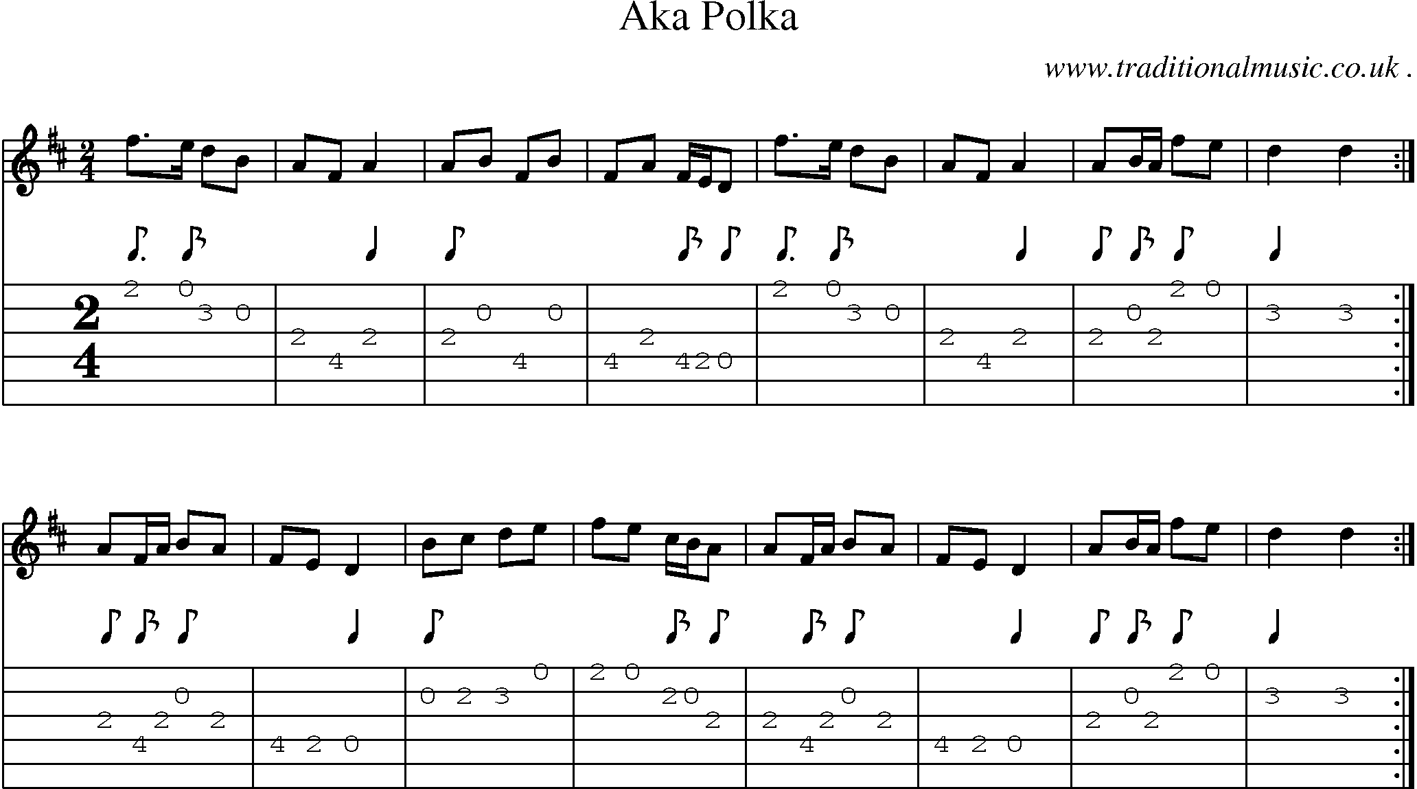 Sheet-Music and Guitar Tabs for Aka Polka