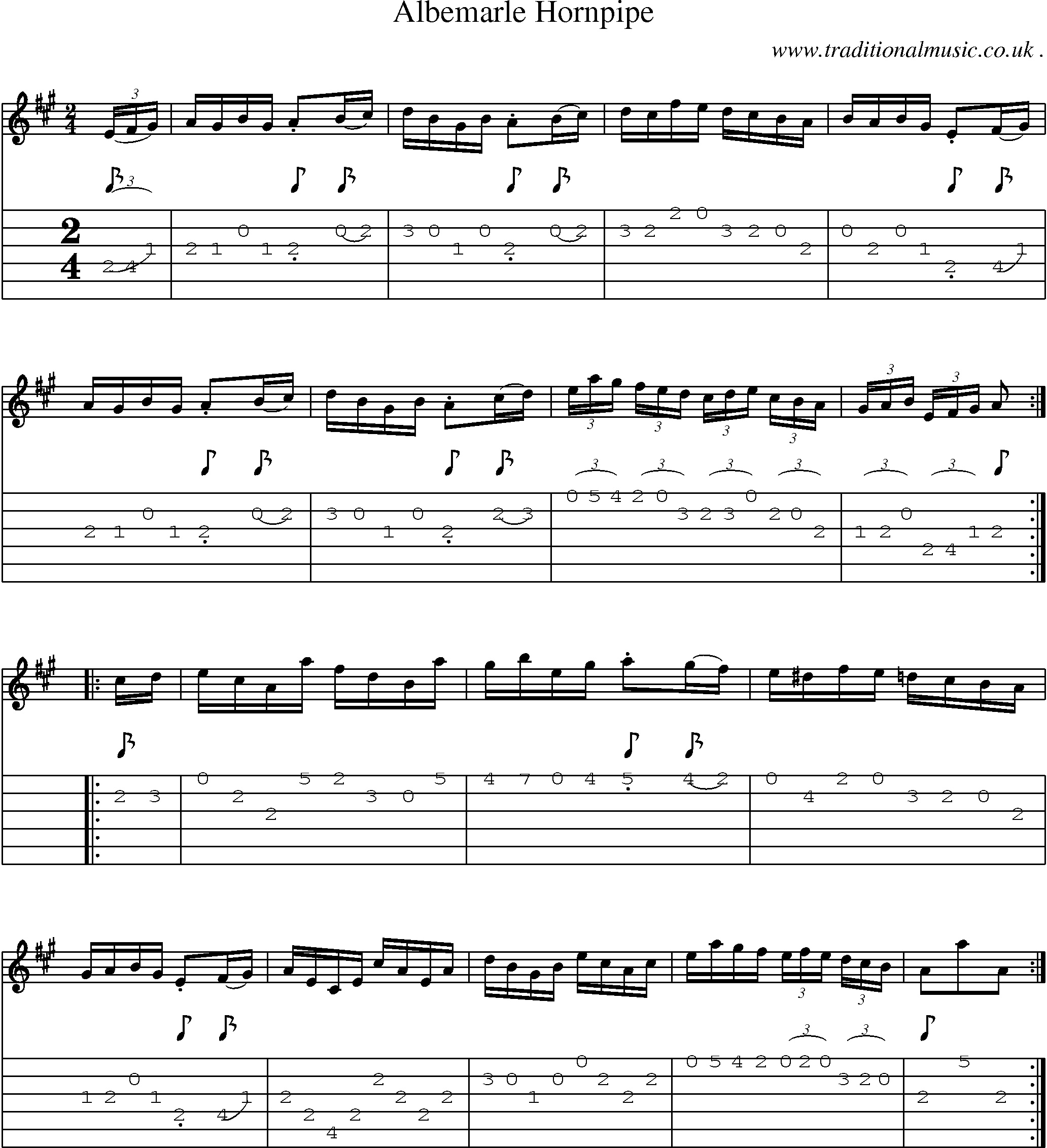 Sheet-Music and Guitar Tabs for Albemarle Hornpipe