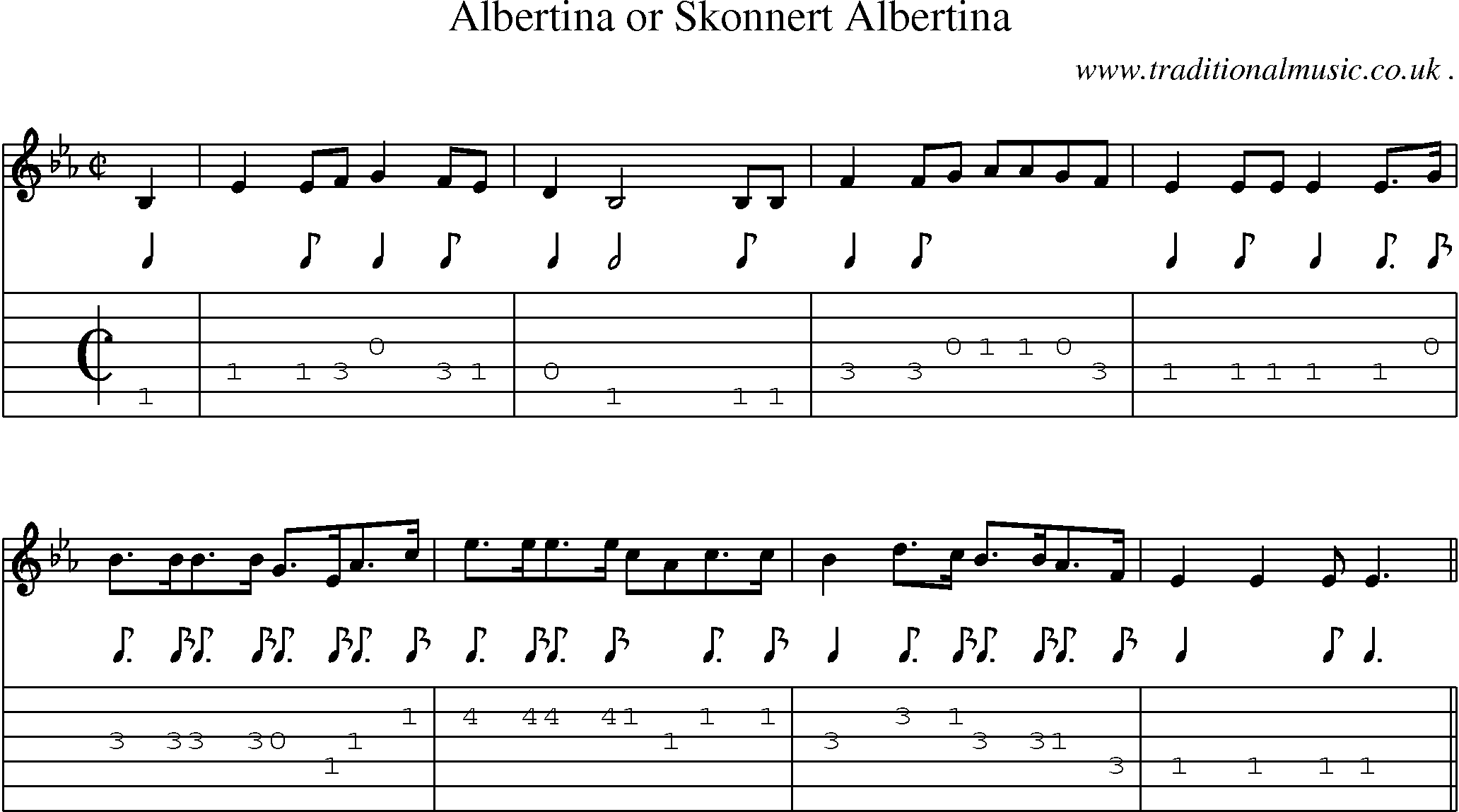 Sheet-Music and Guitar Tabs for Albertina Or Skonnert Albertina