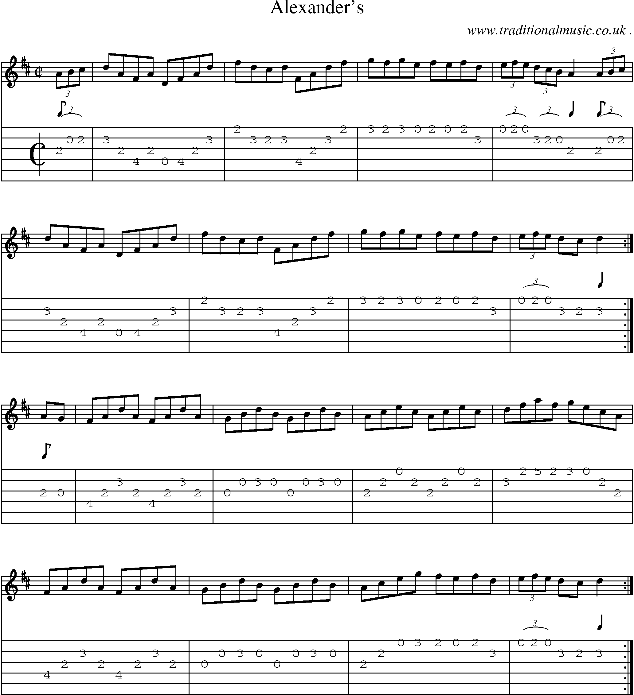 Sheet-Music and Guitar Tabs for Alexanders