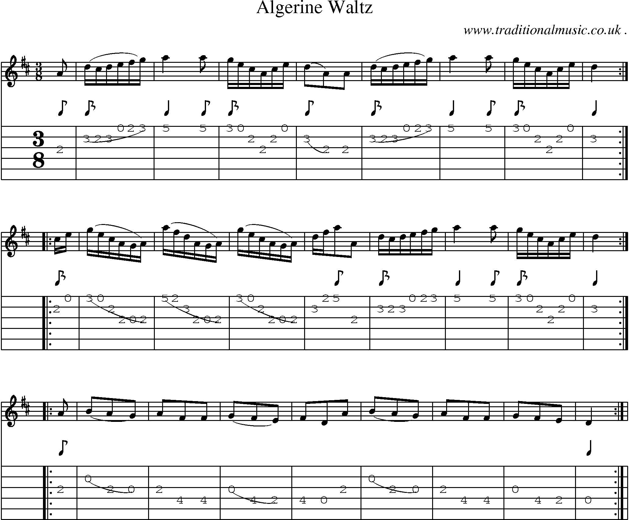 Sheet-Music and Guitar Tabs for Algerine Waltz