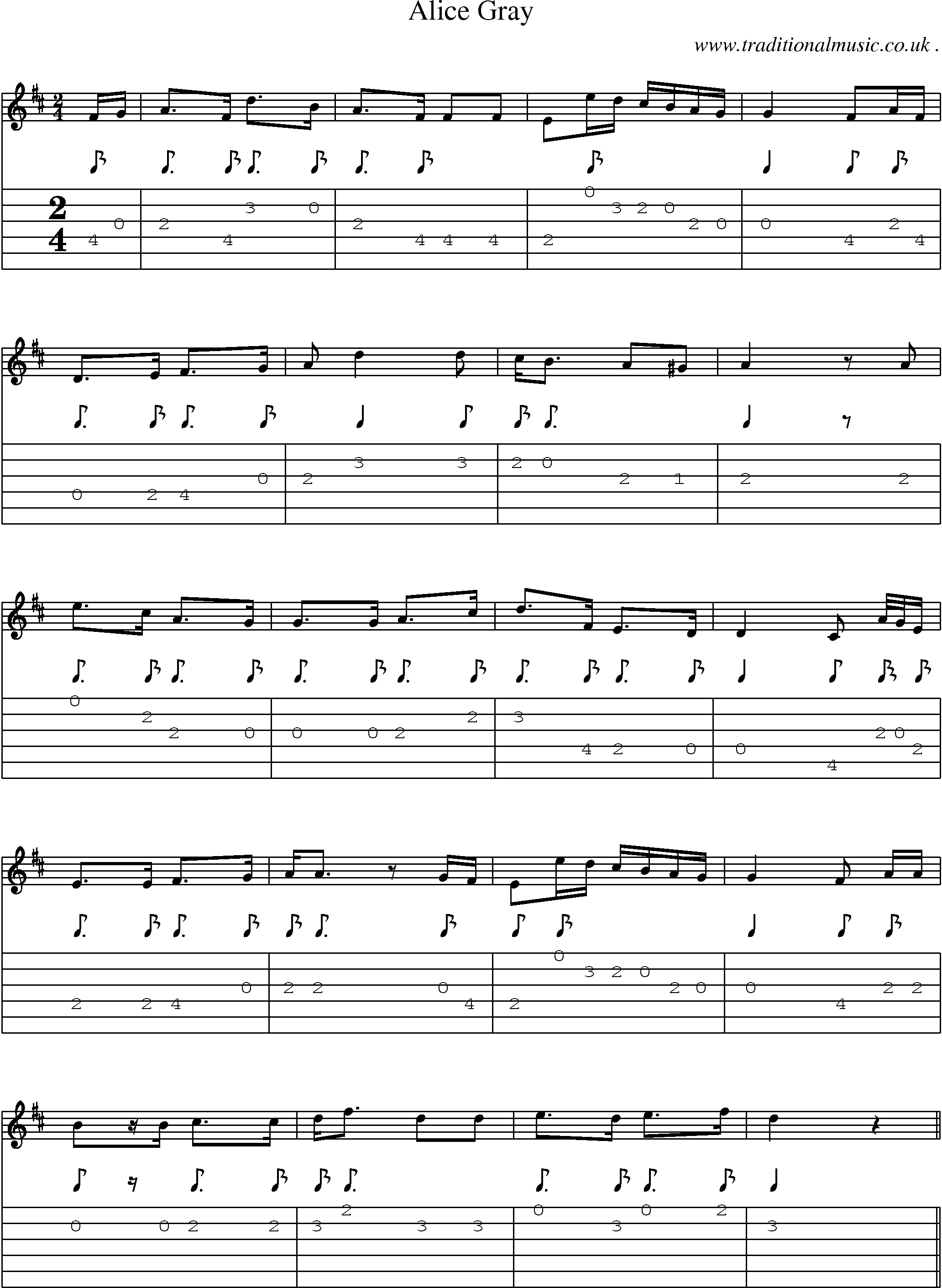 Sheet-Music and Guitar Tabs for Alice Gray