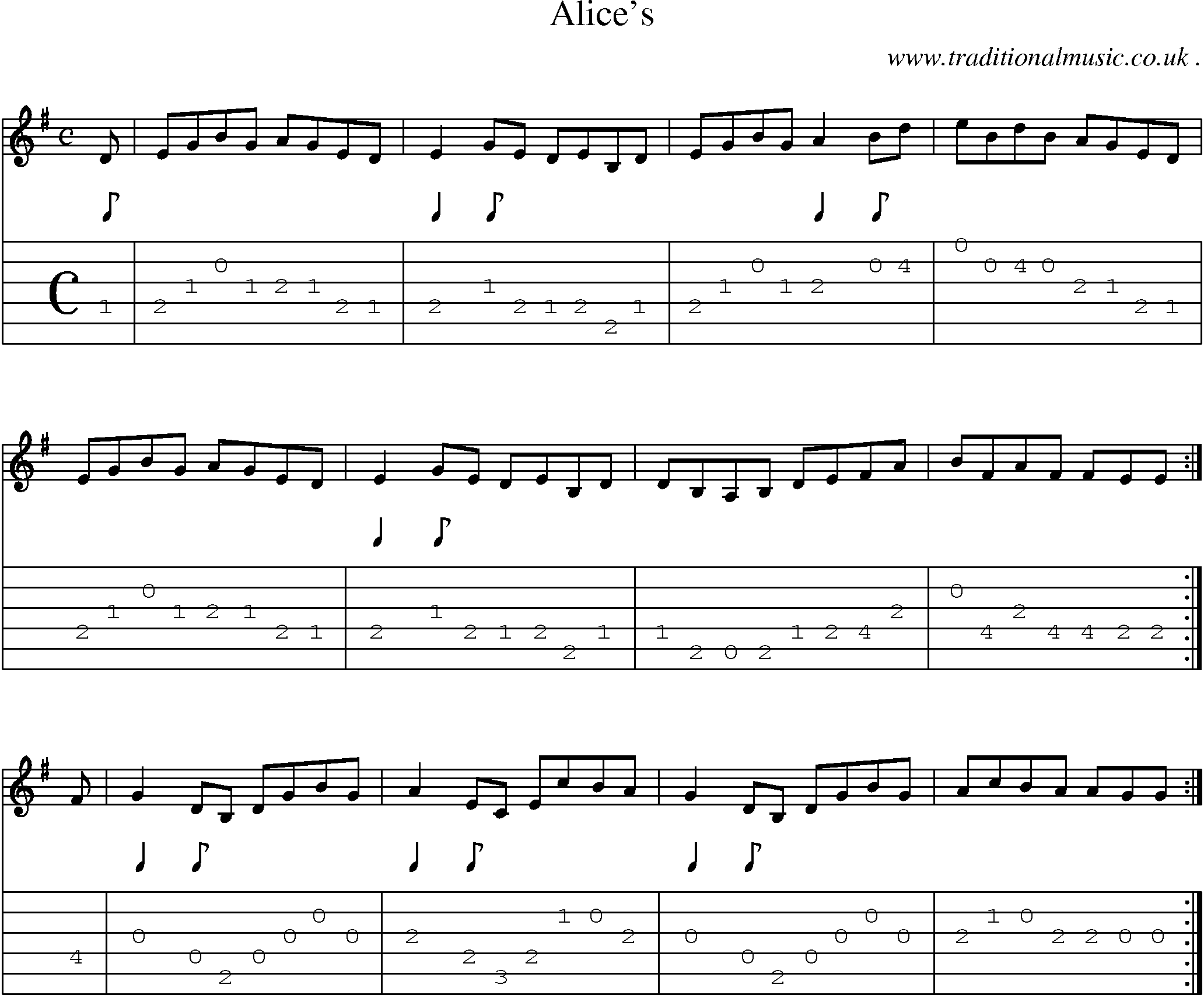 Sheet-Music and Guitar Tabs for Alices