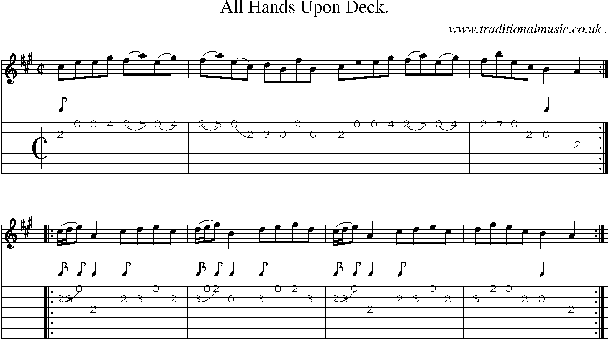 Sheet-Music and Guitar Tabs for All Hands Upon Deck