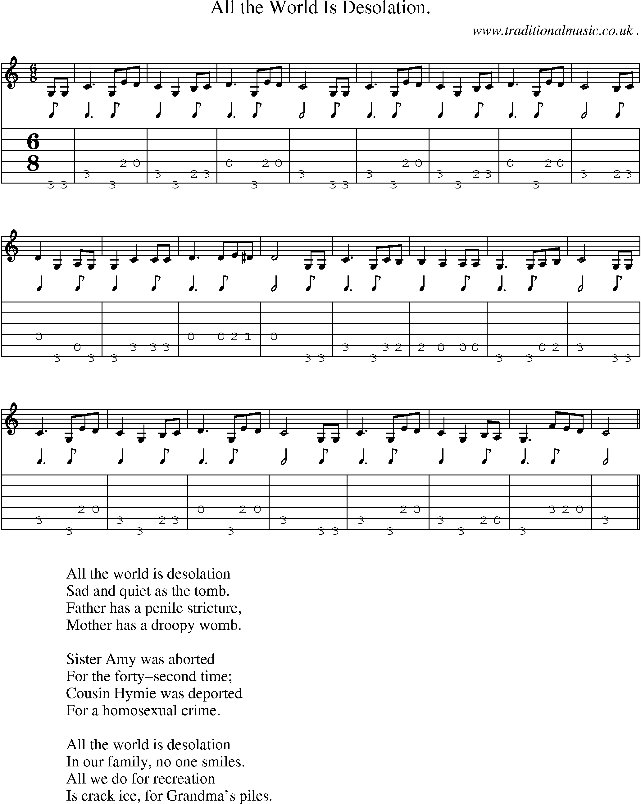 Sheet-Music and Guitar Tabs for All The World Is Desolation