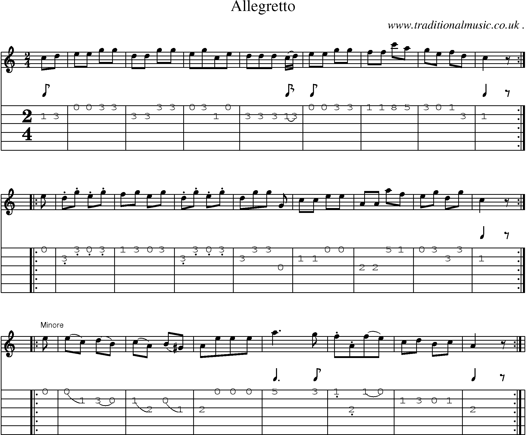 Sheet-Music and Guitar Tabs for Allegretto