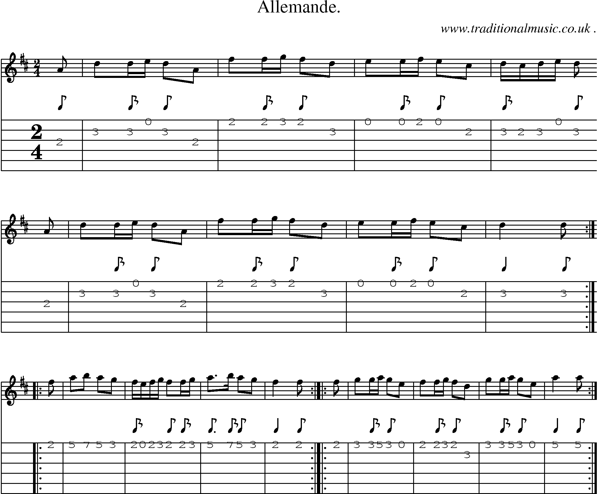 Sheet-Music and Guitar Tabs for Allemande