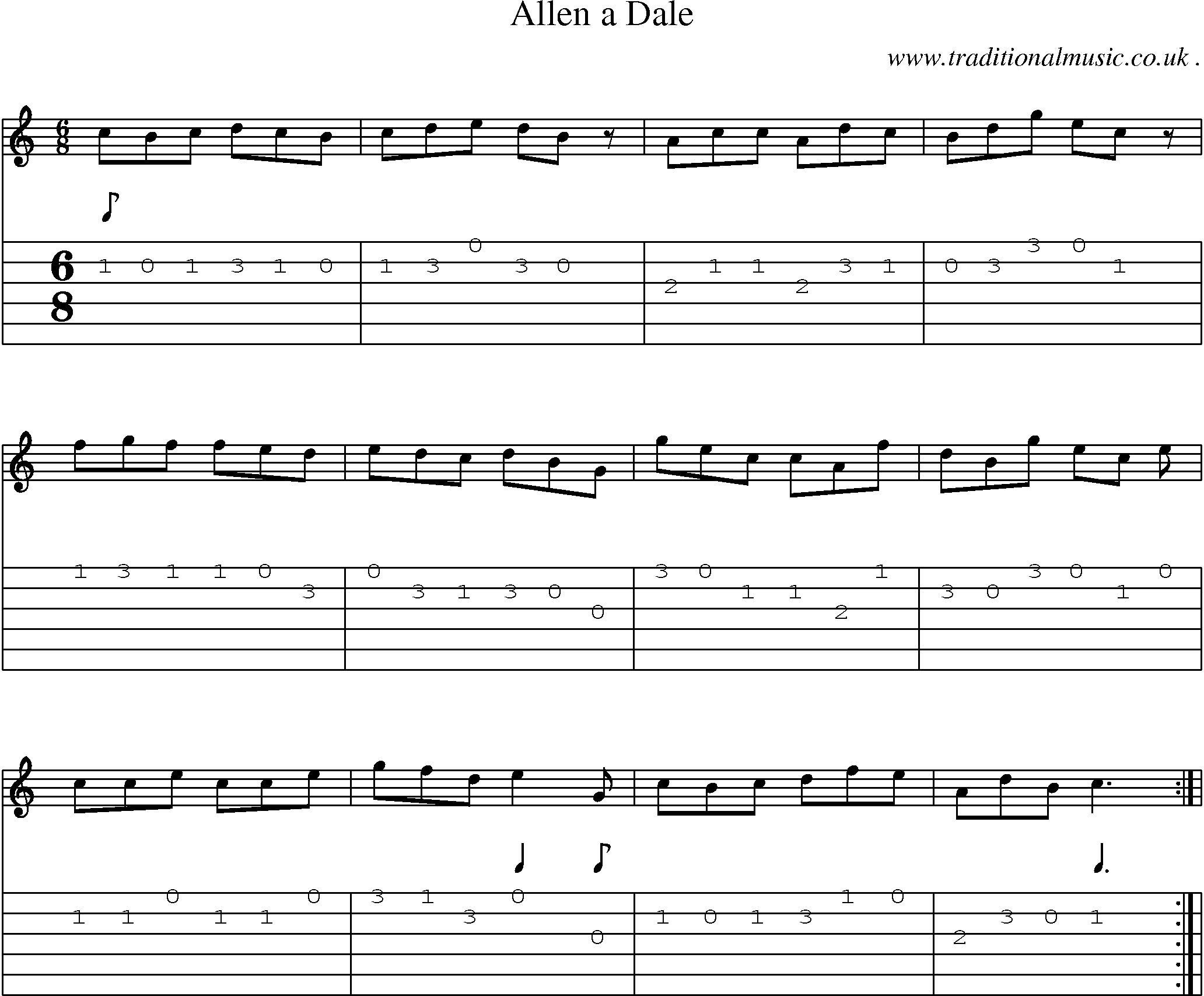 Sheet-Music and Guitar Tabs for Allen A Dale