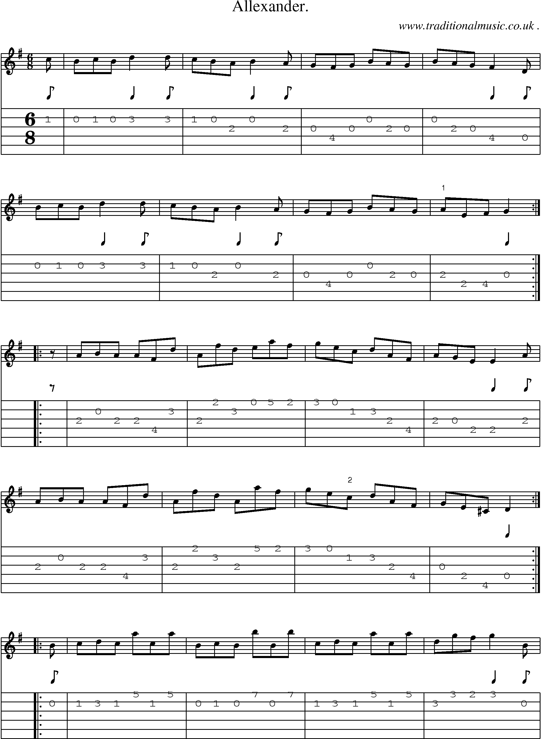 Sheet-Music and Guitar Tabs for Allexander