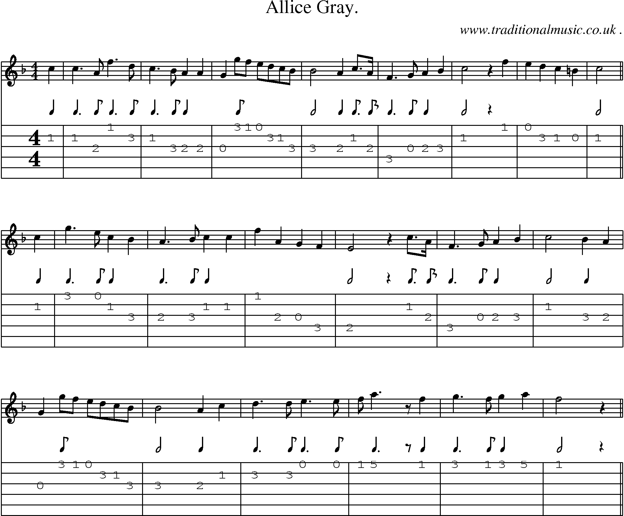 Sheet-Music and Guitar Tabs for Allice Gray