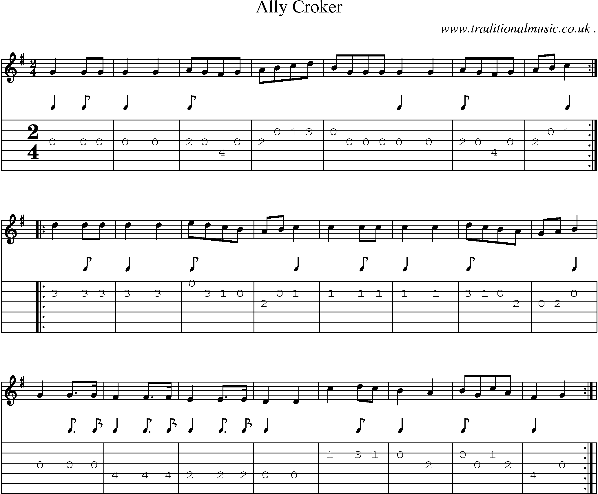 Sheet-Music and Guitar Tabs for Ally Croker