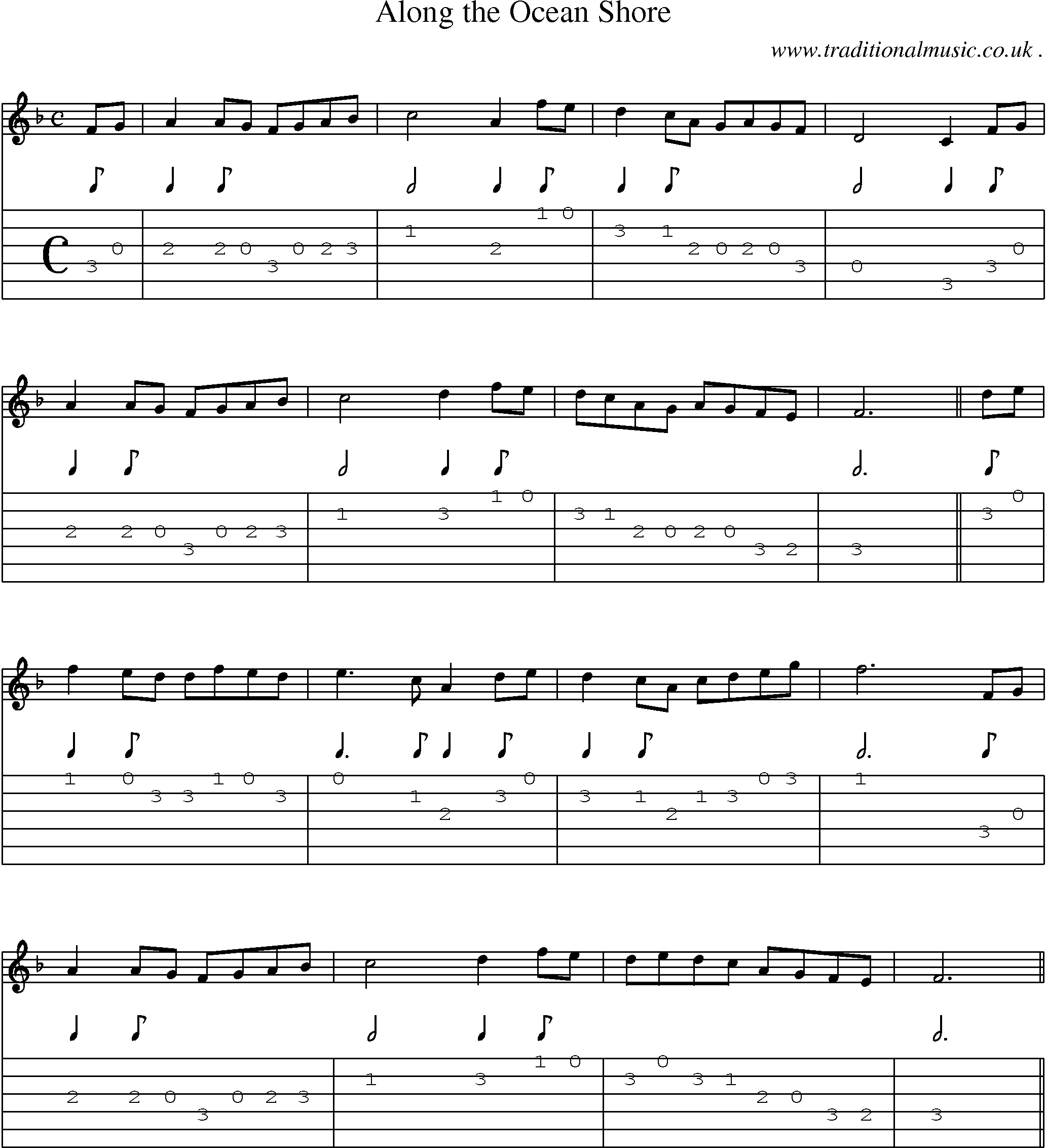 Sheet-Music and Guitar Tabs for Along The Ocean Shore