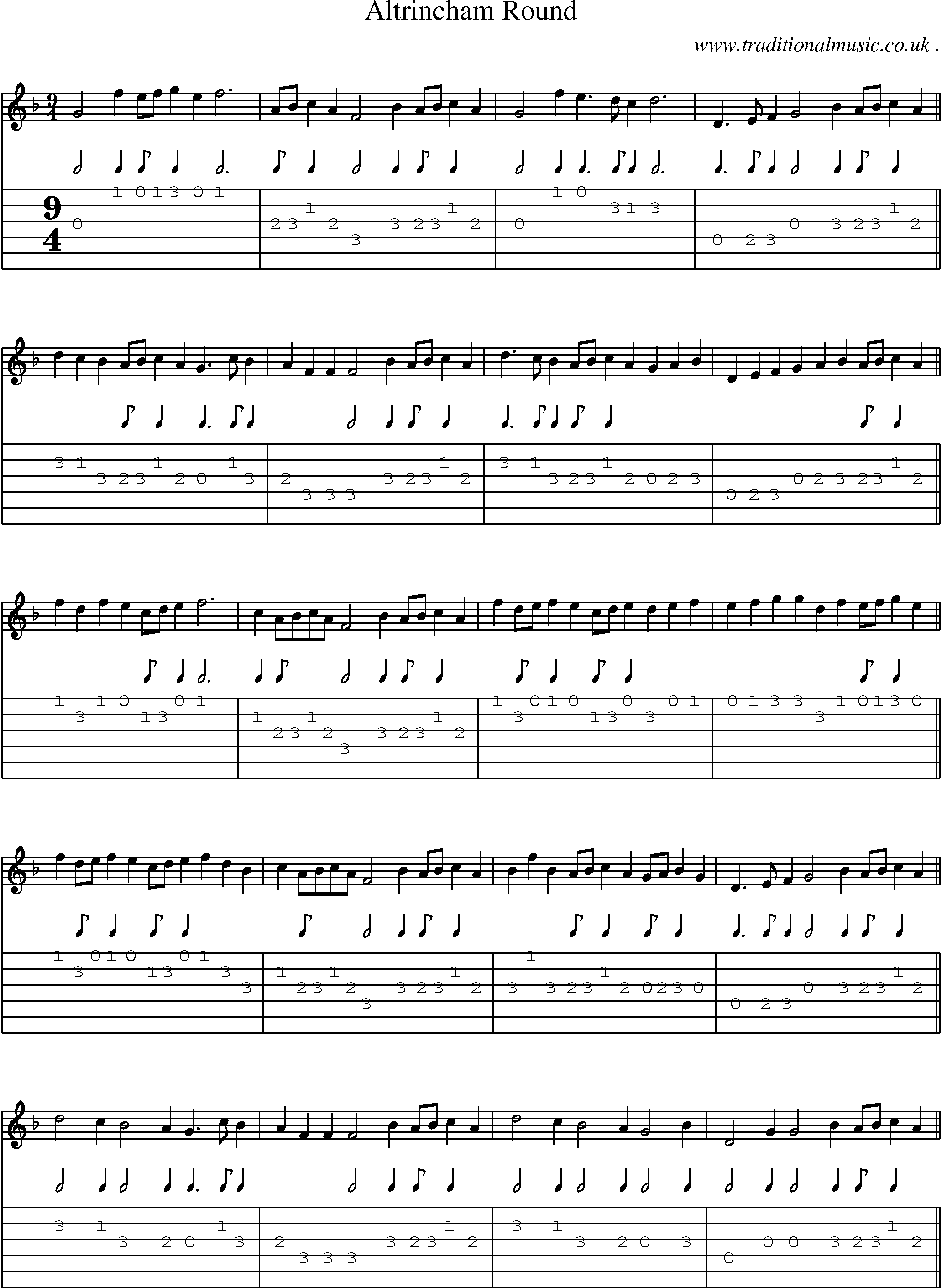 Sheet-Music and Guitar Tabs for Altrincham Round