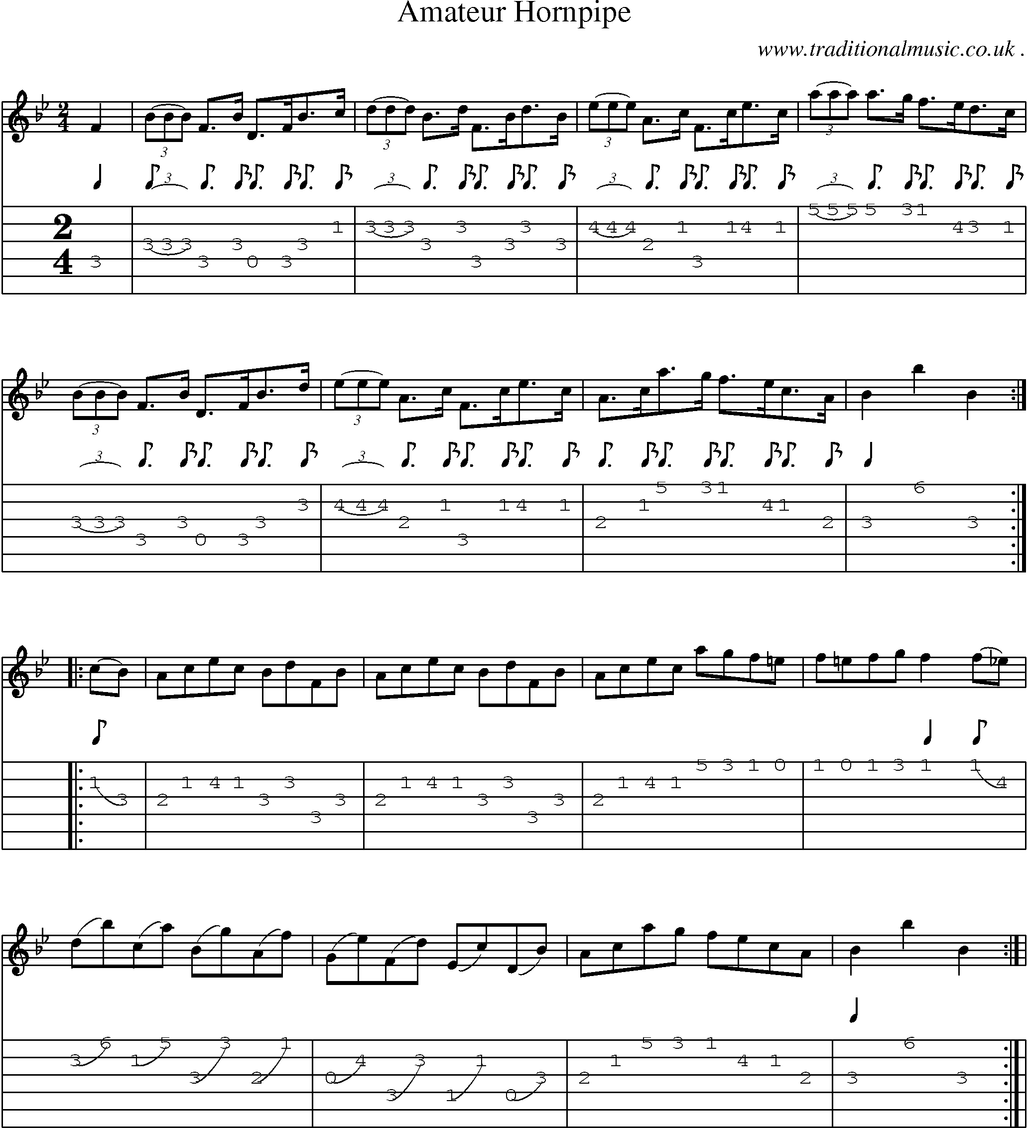 Sheet-Music and Guitar Tabs for Amateur Hornpipe