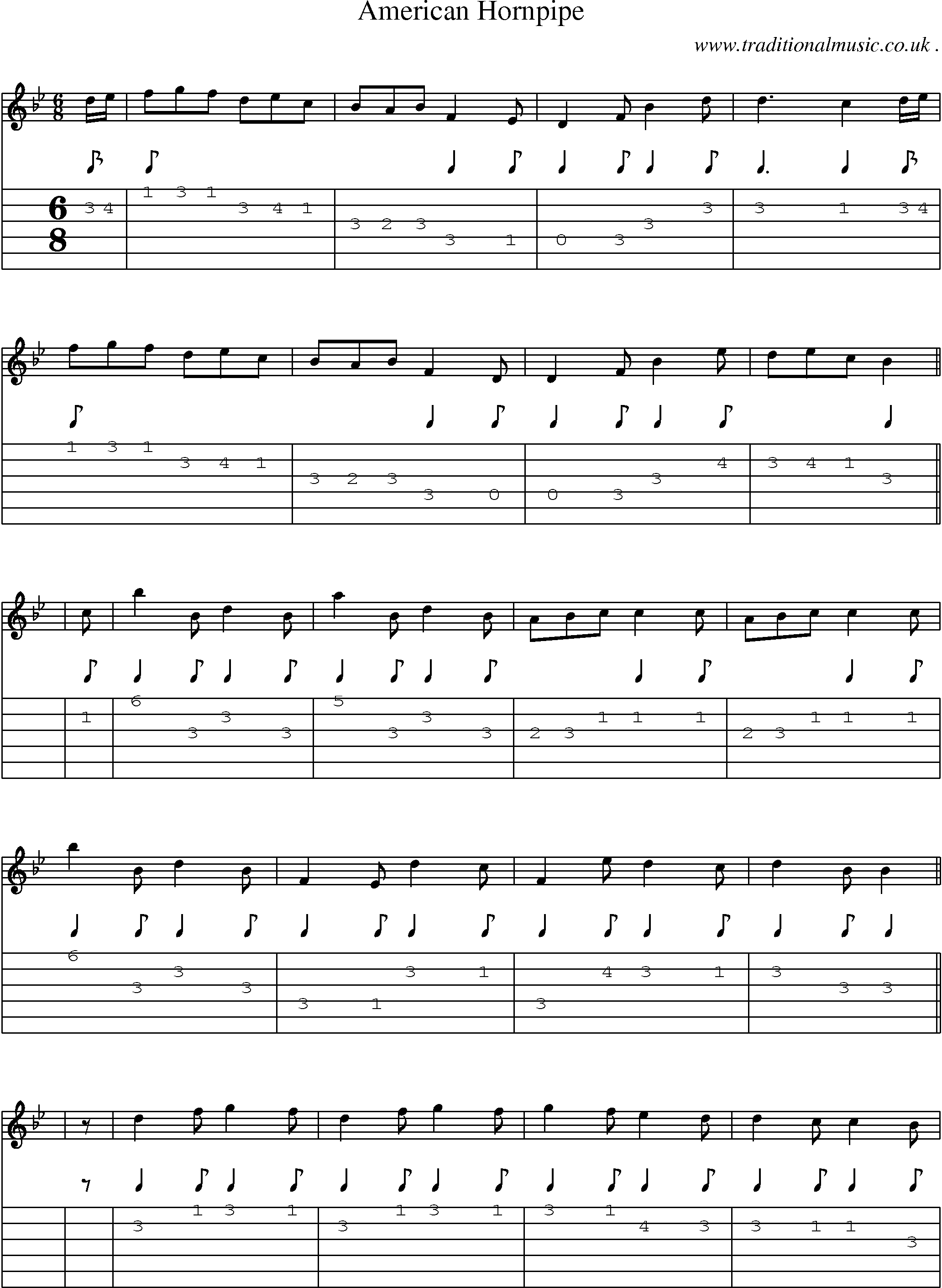 Sheet-Music and Guitar Tabs for American Hornpipe