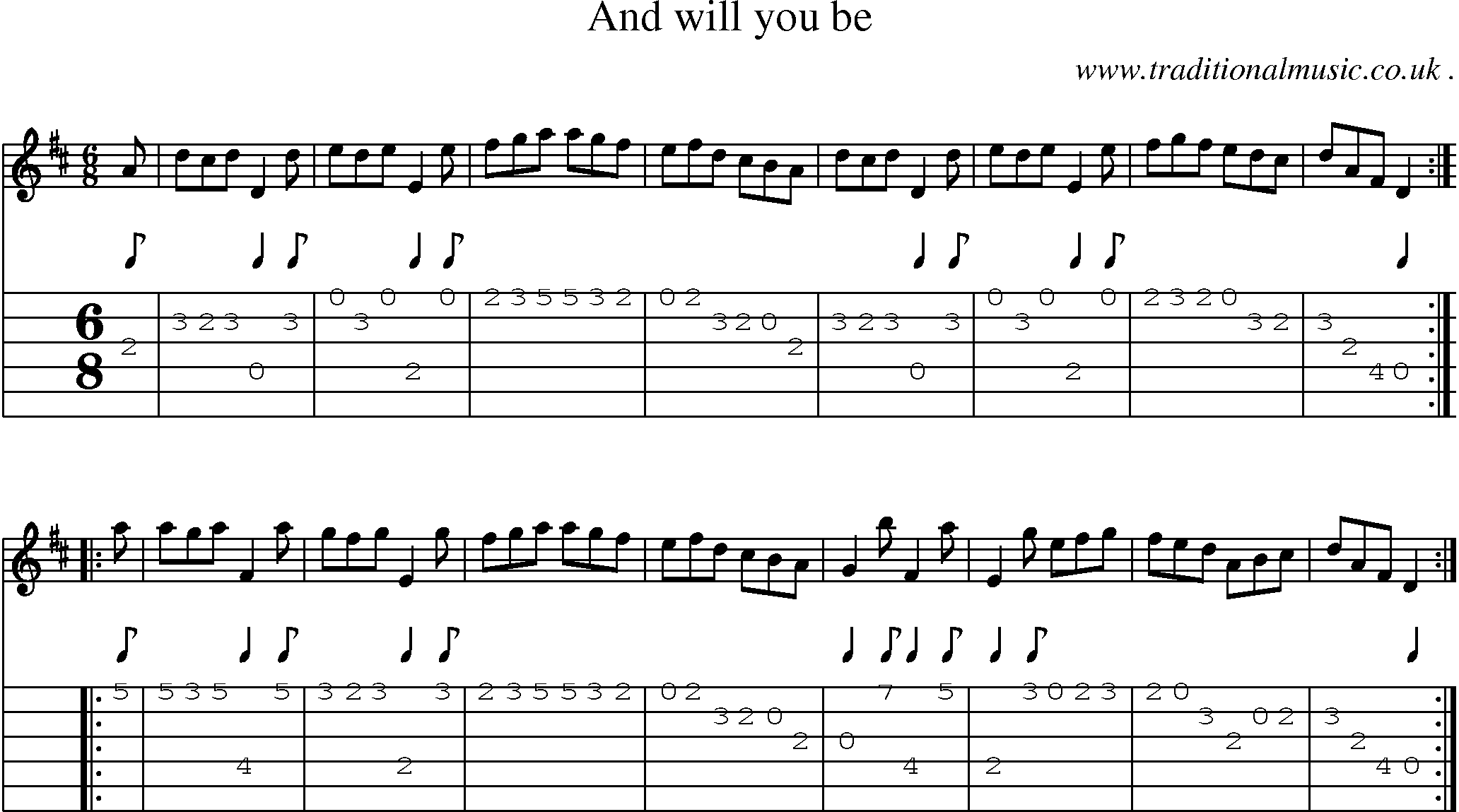 Sheet-Music and Guitar Tabs for And Will You Be