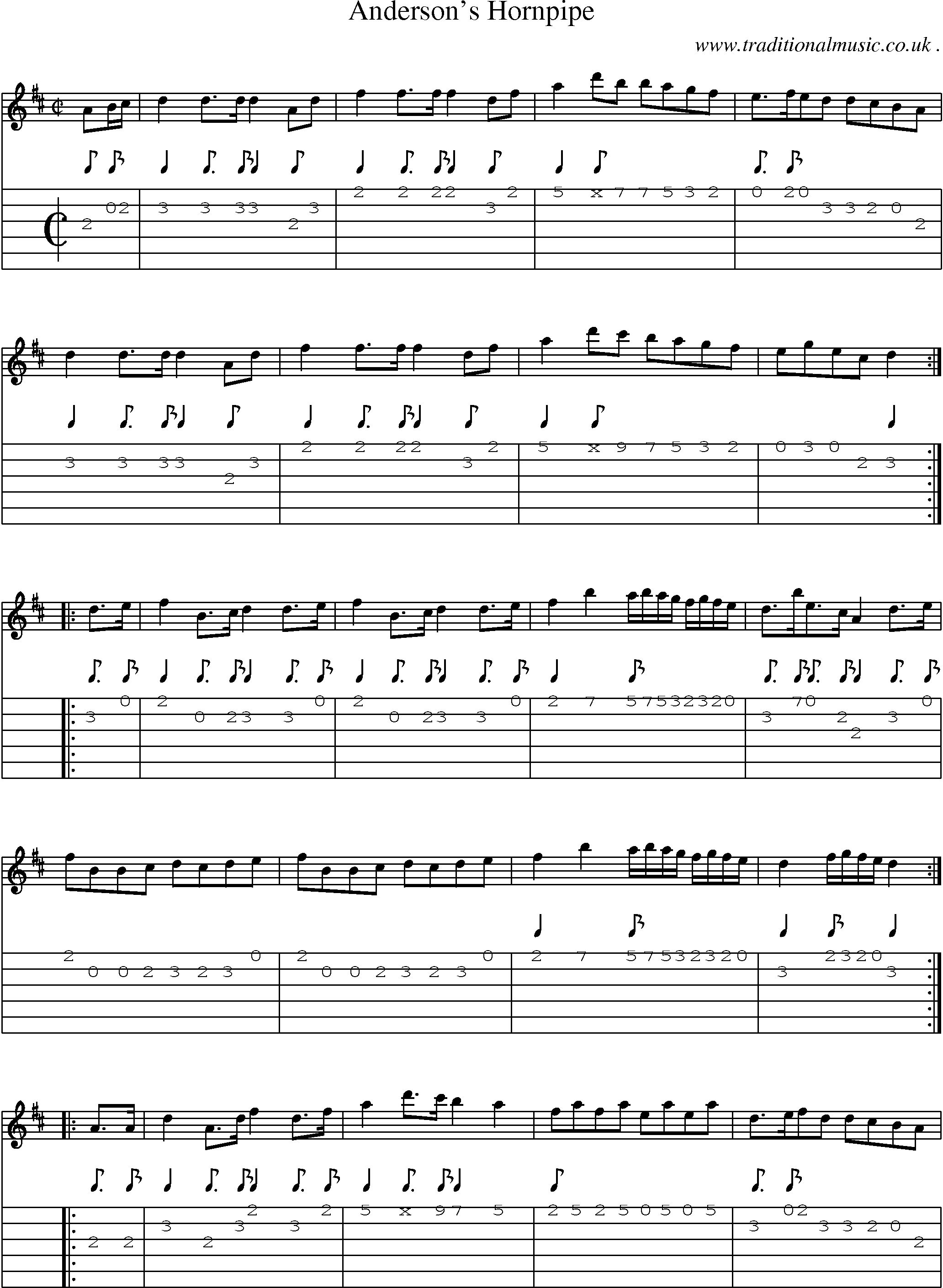 Sheet-Music and Guitar Tabs for Andersons Hornpipe