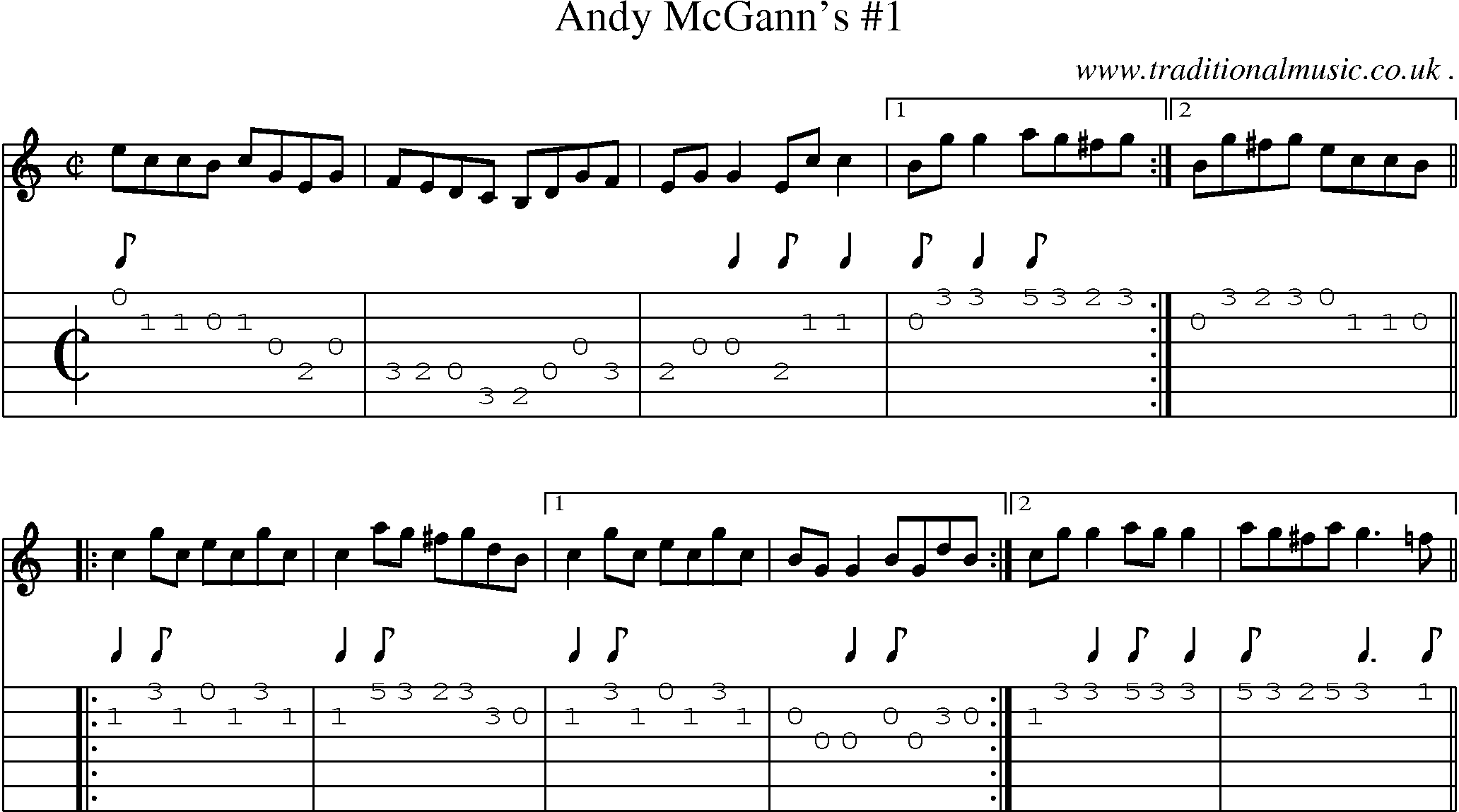 Sheet-Music and Guitar Tabs for Andy Mcganns 1