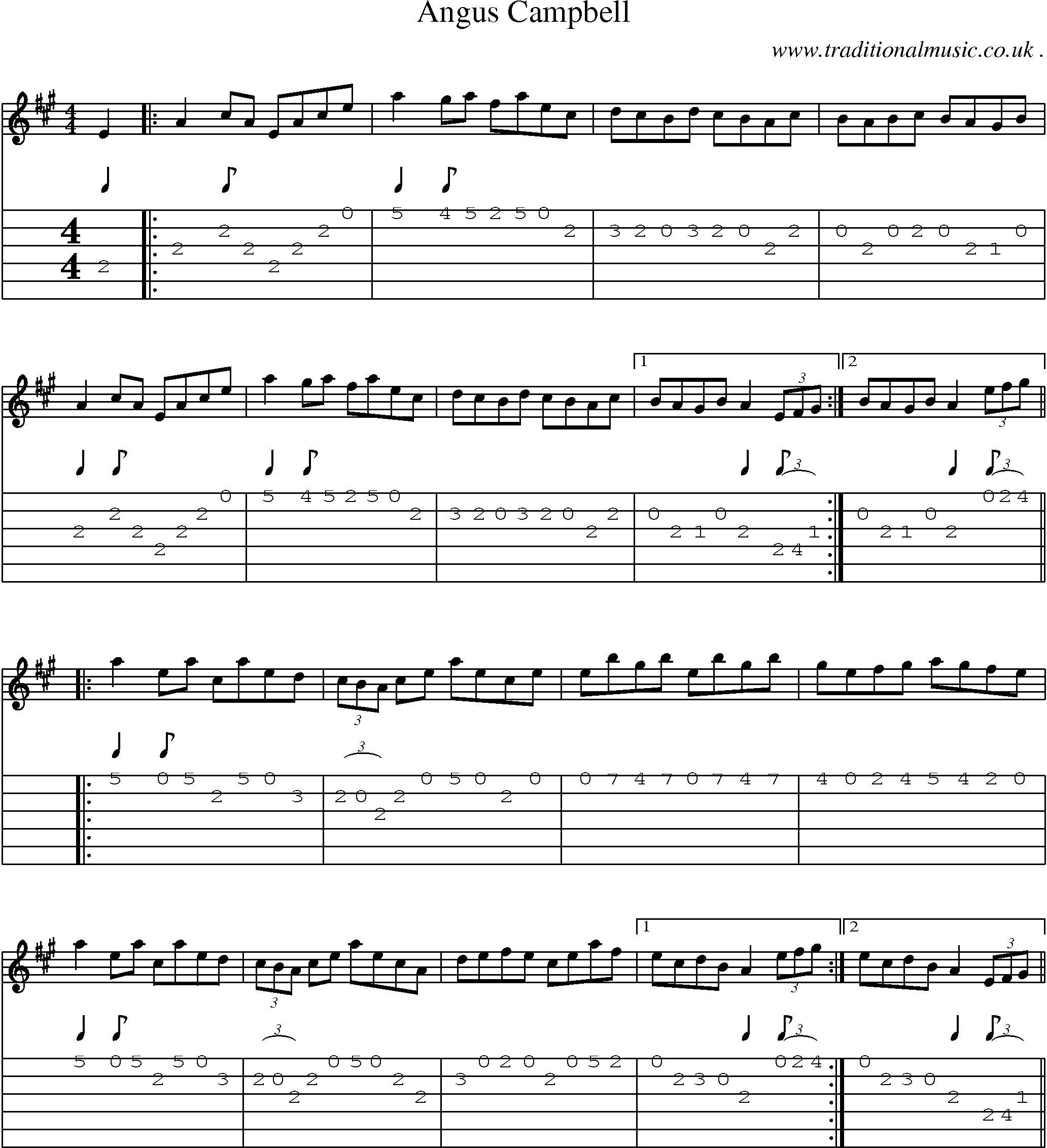Sheet-Music and Guitar Tabs for Angus Campbell