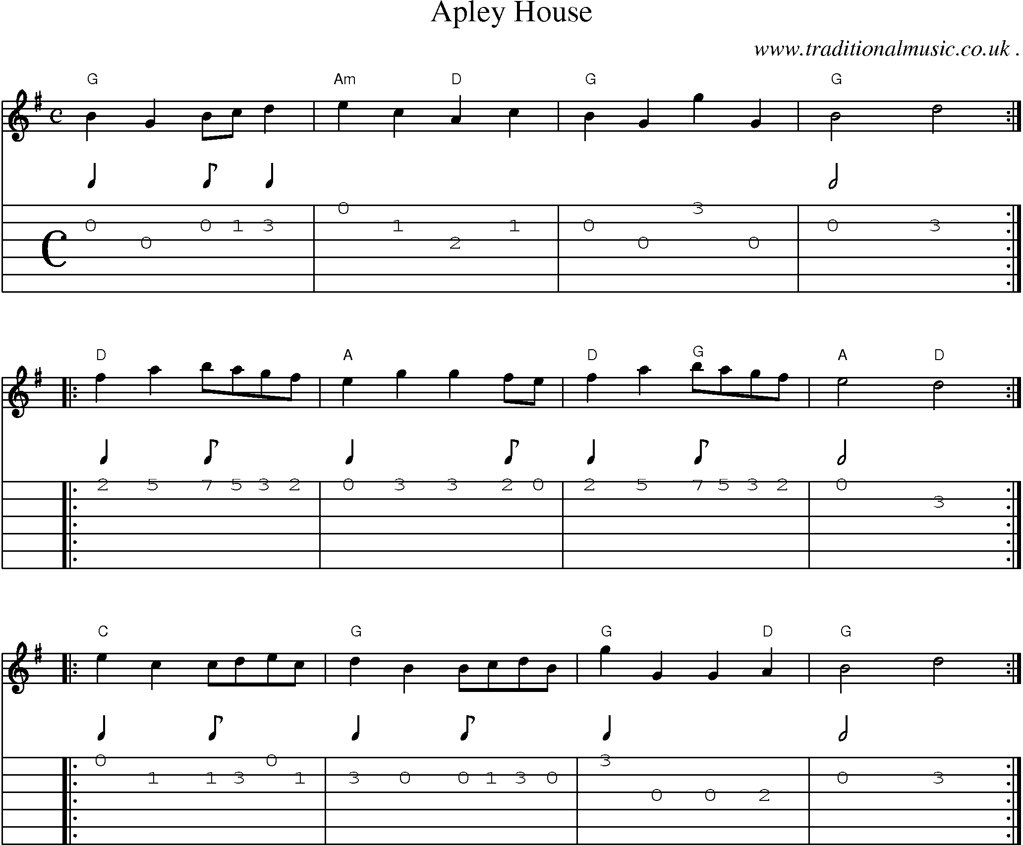 Sheet-Music and Guitar Tabs for Apley House