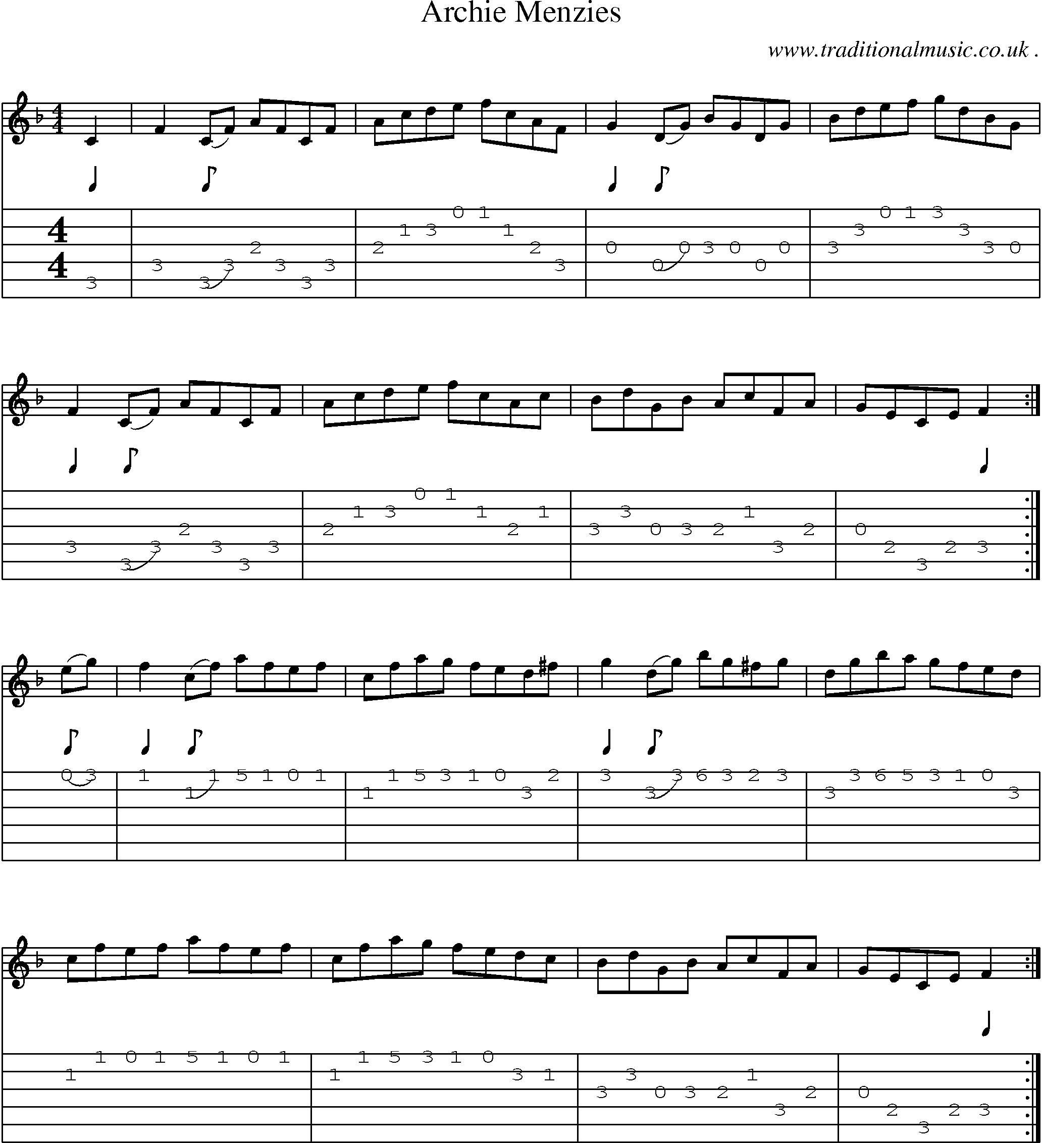 Sheet-Music and Guitar Tabs for Archie Menzies