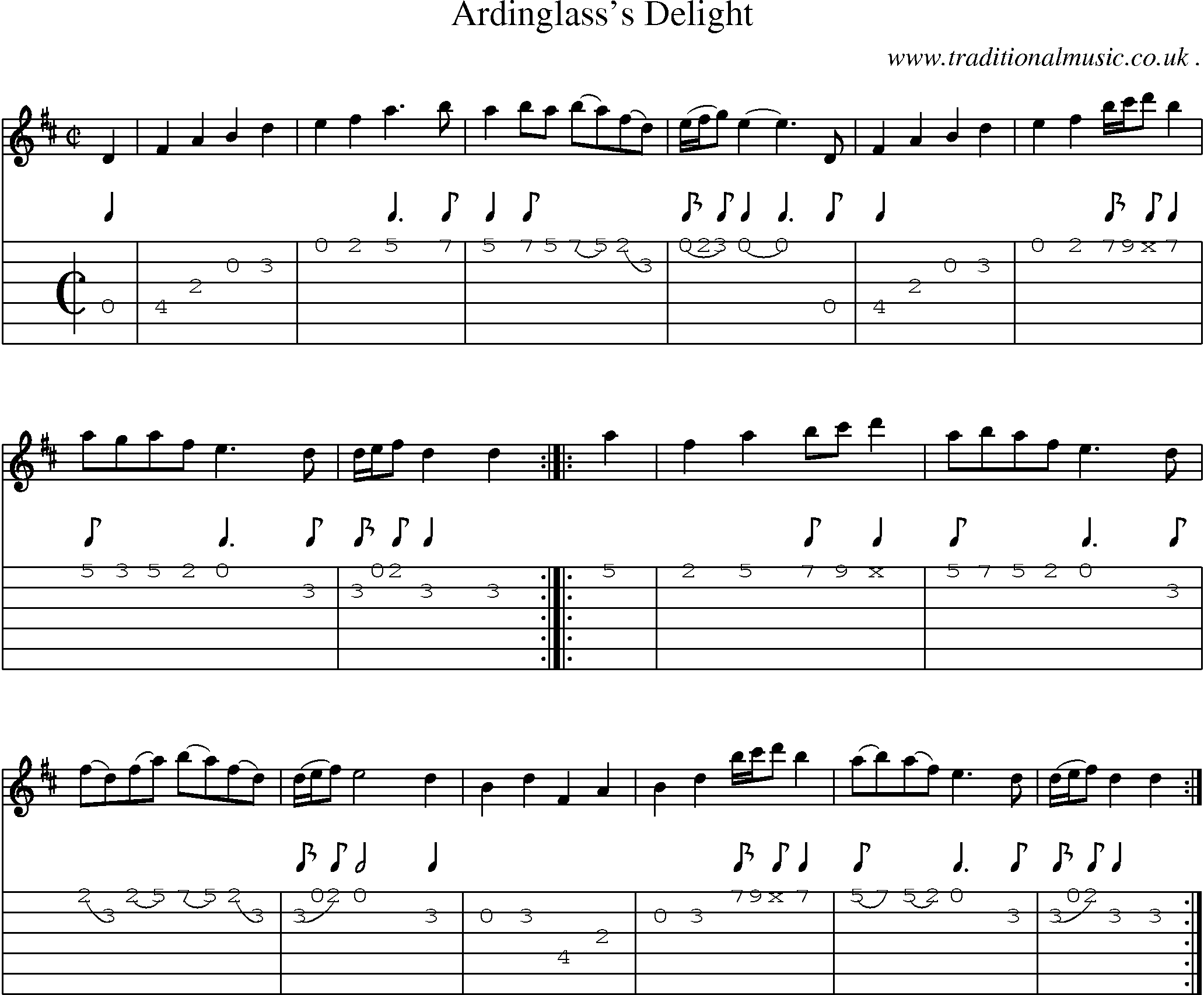 Sheet-Music and Guitar Tabs for Ardinglasss Delight