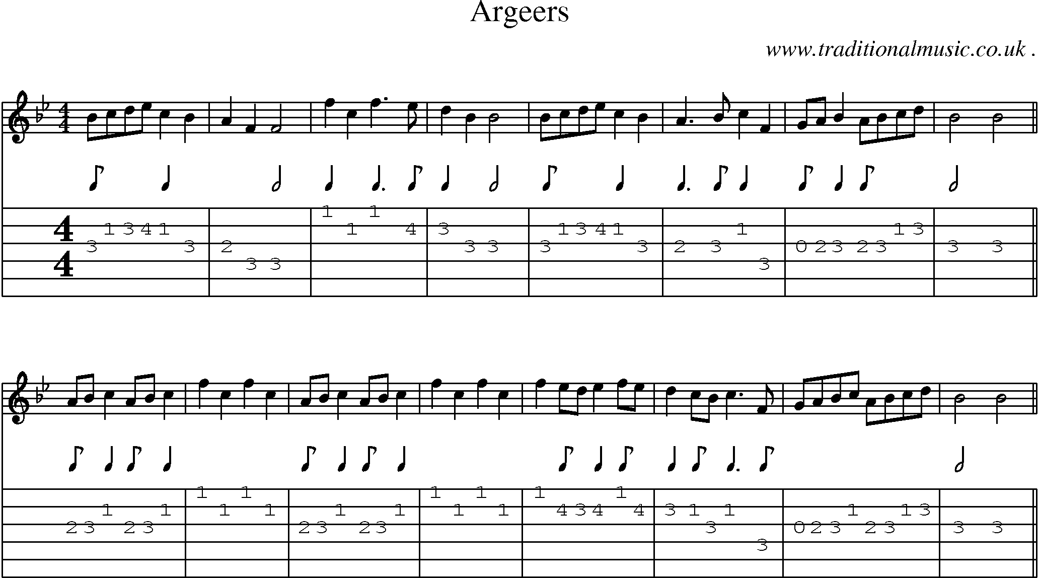 Sheet-Music and Guitar Tabs for Argeers