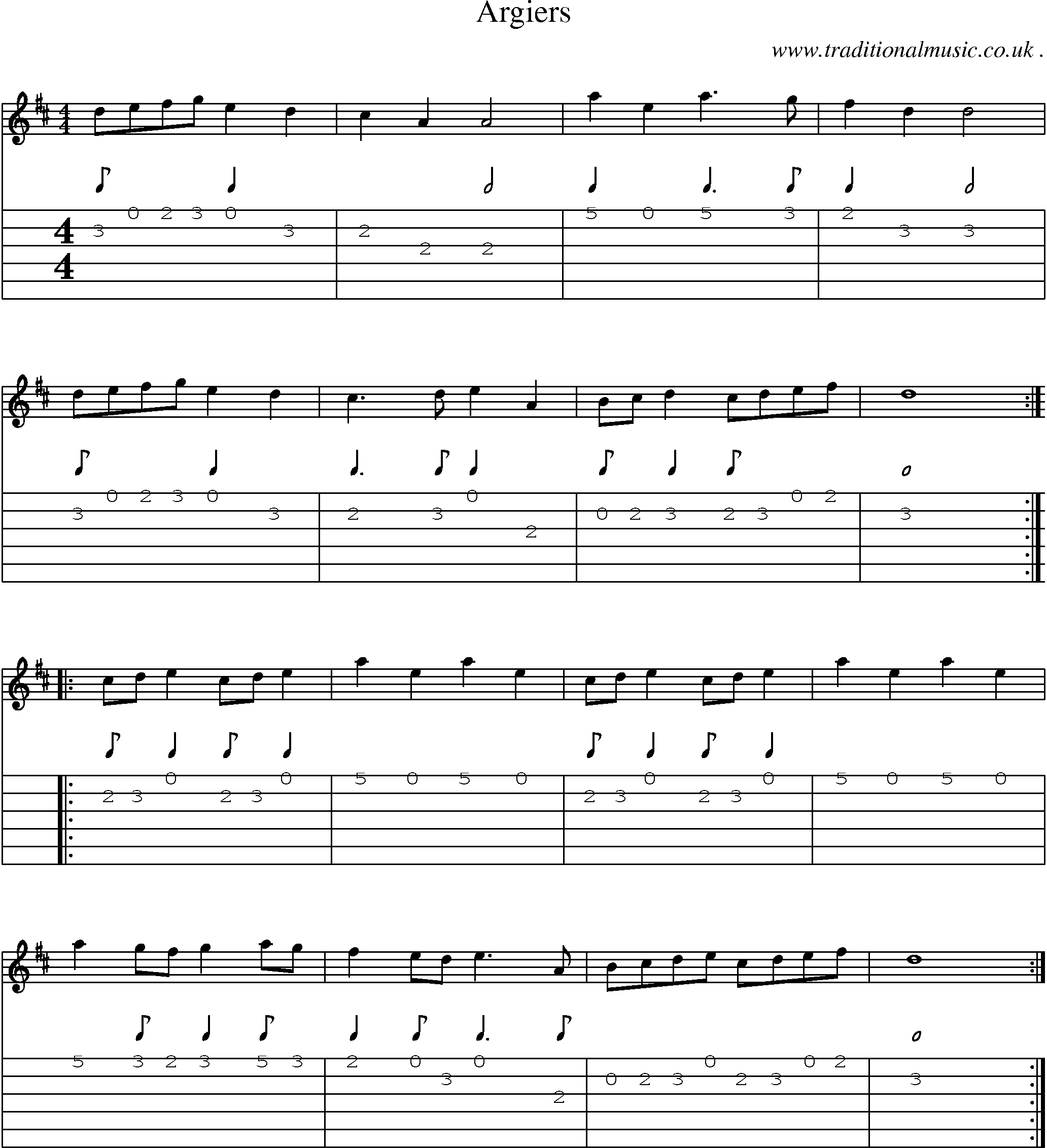 Sheet-Music and Guitar Tabs for Argiers