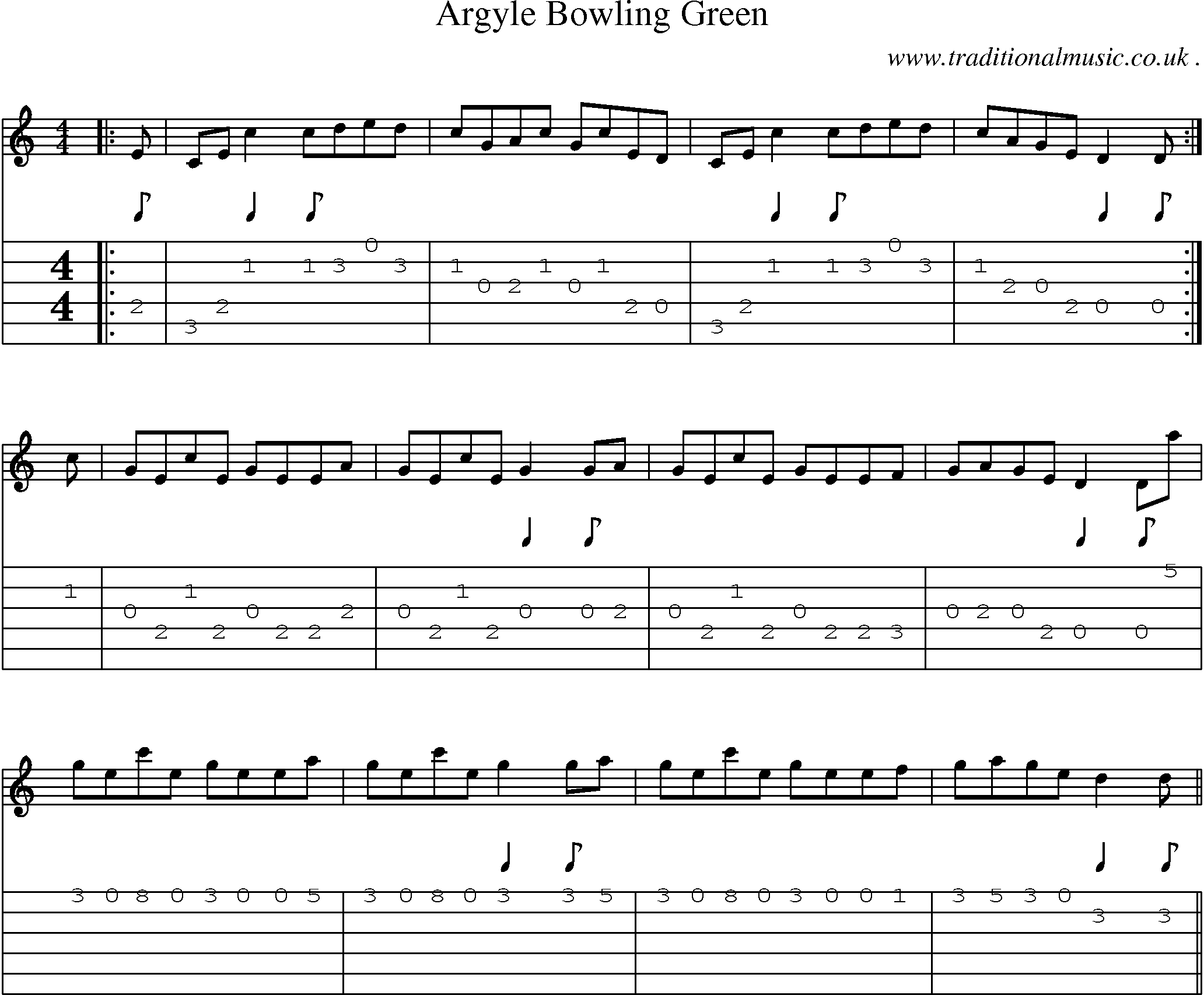 Sheet-Music and Guitar Tabs for Argyle Bowling Green