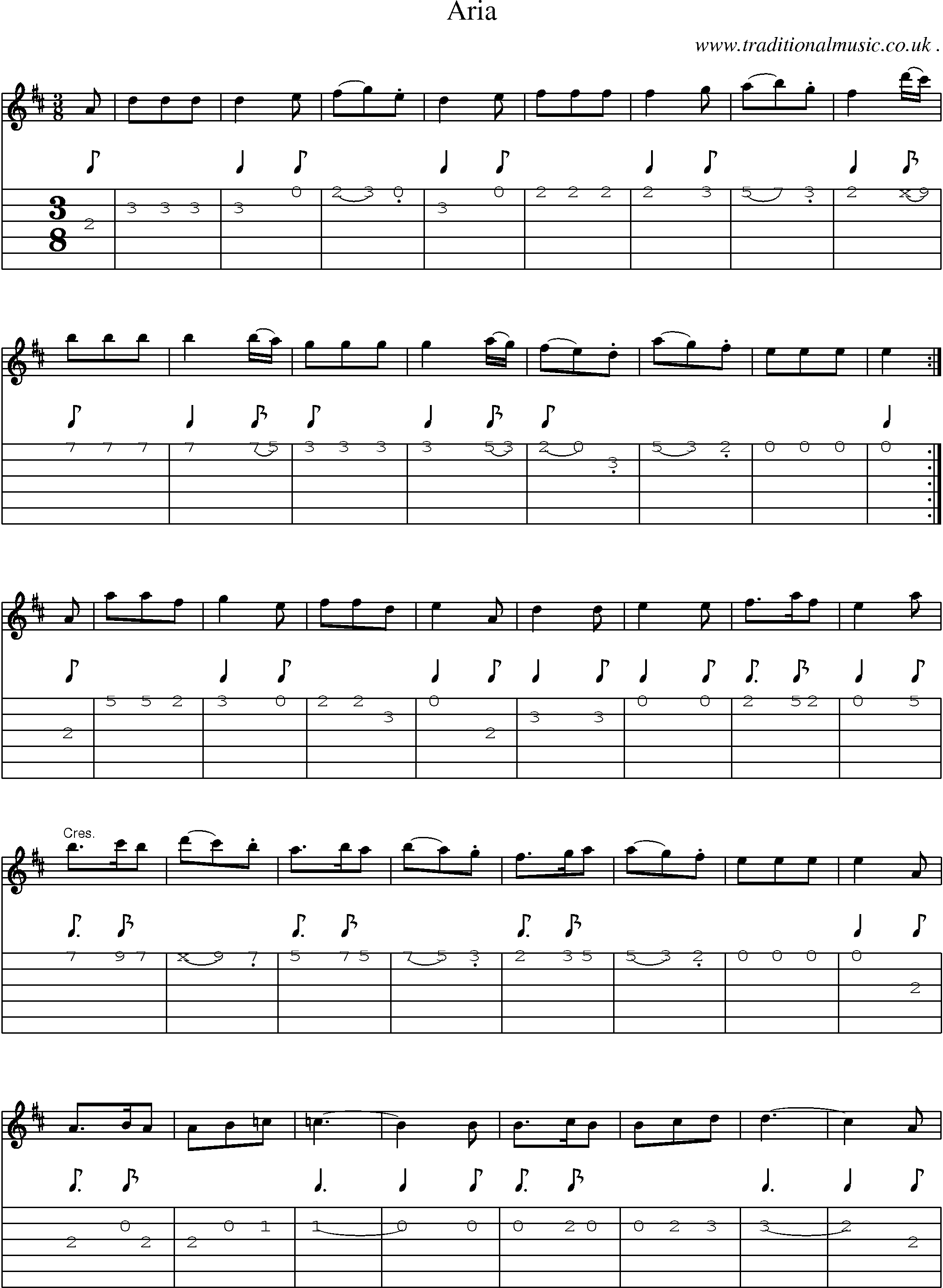 Sheet-Music and Guitar Tabs for Aria