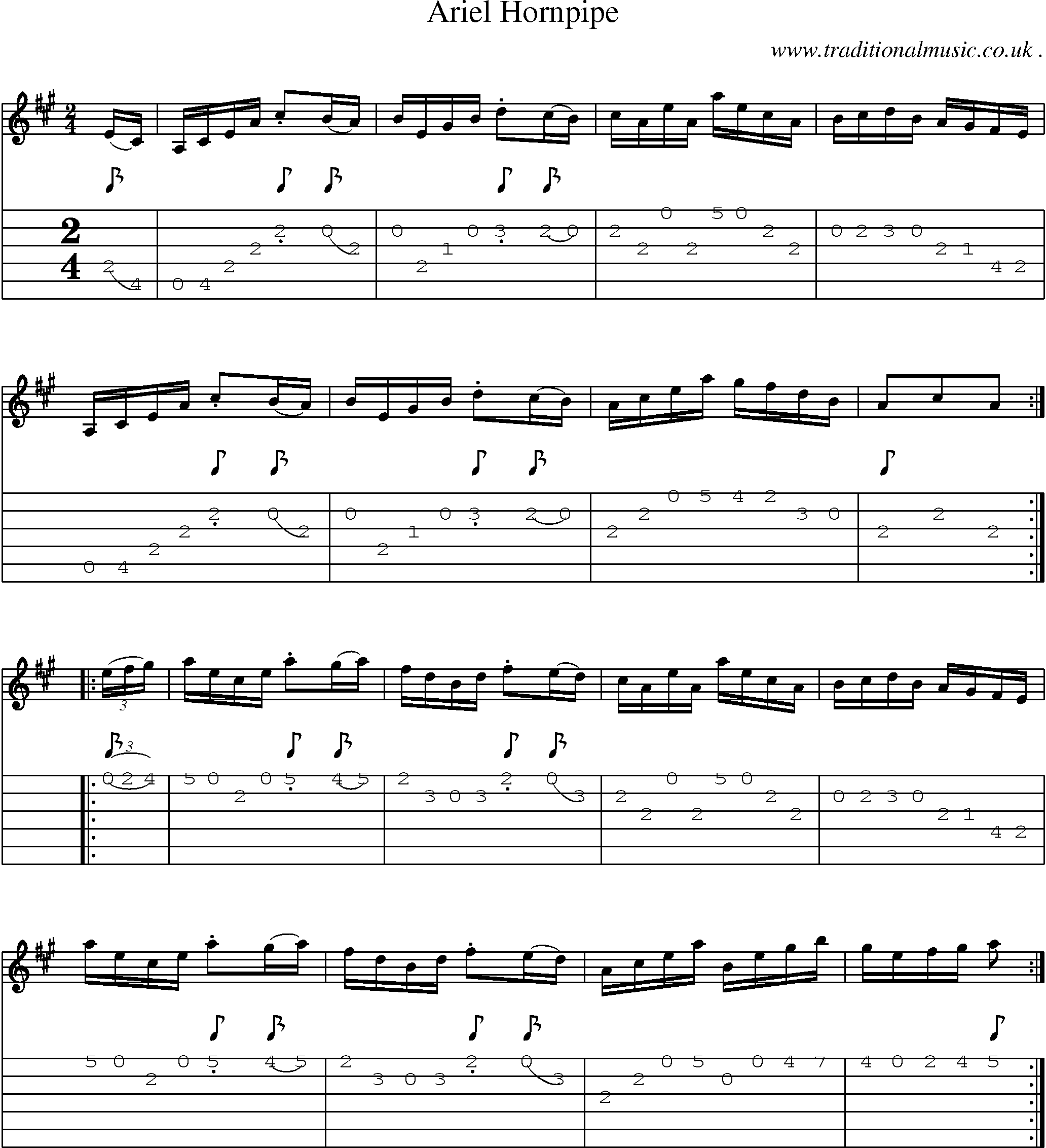 Sheet-Music and Guitar Tabs for Ariel Hornpipe