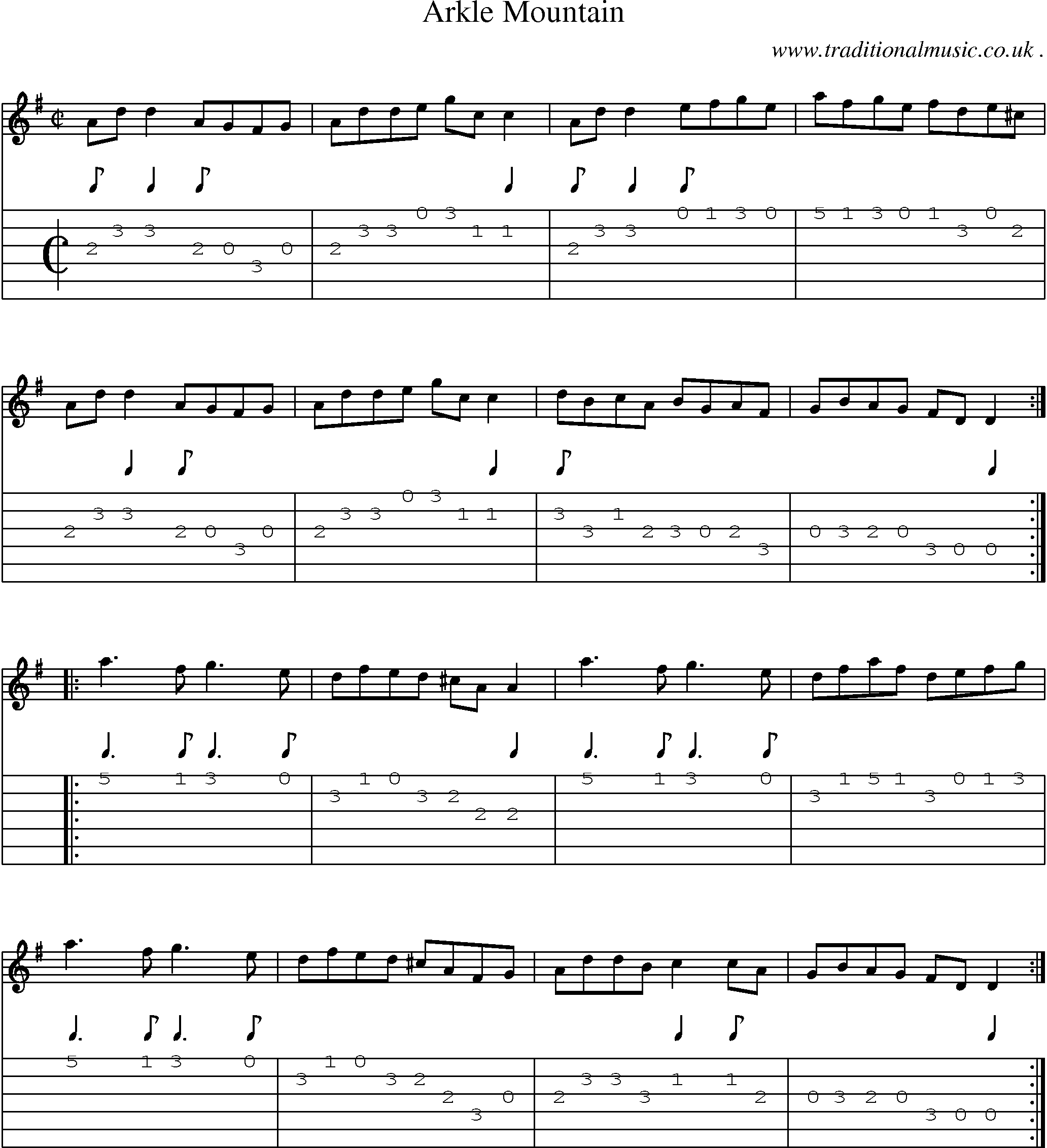 Sheet-Music and Guitar Tabs for Arkle Mountain