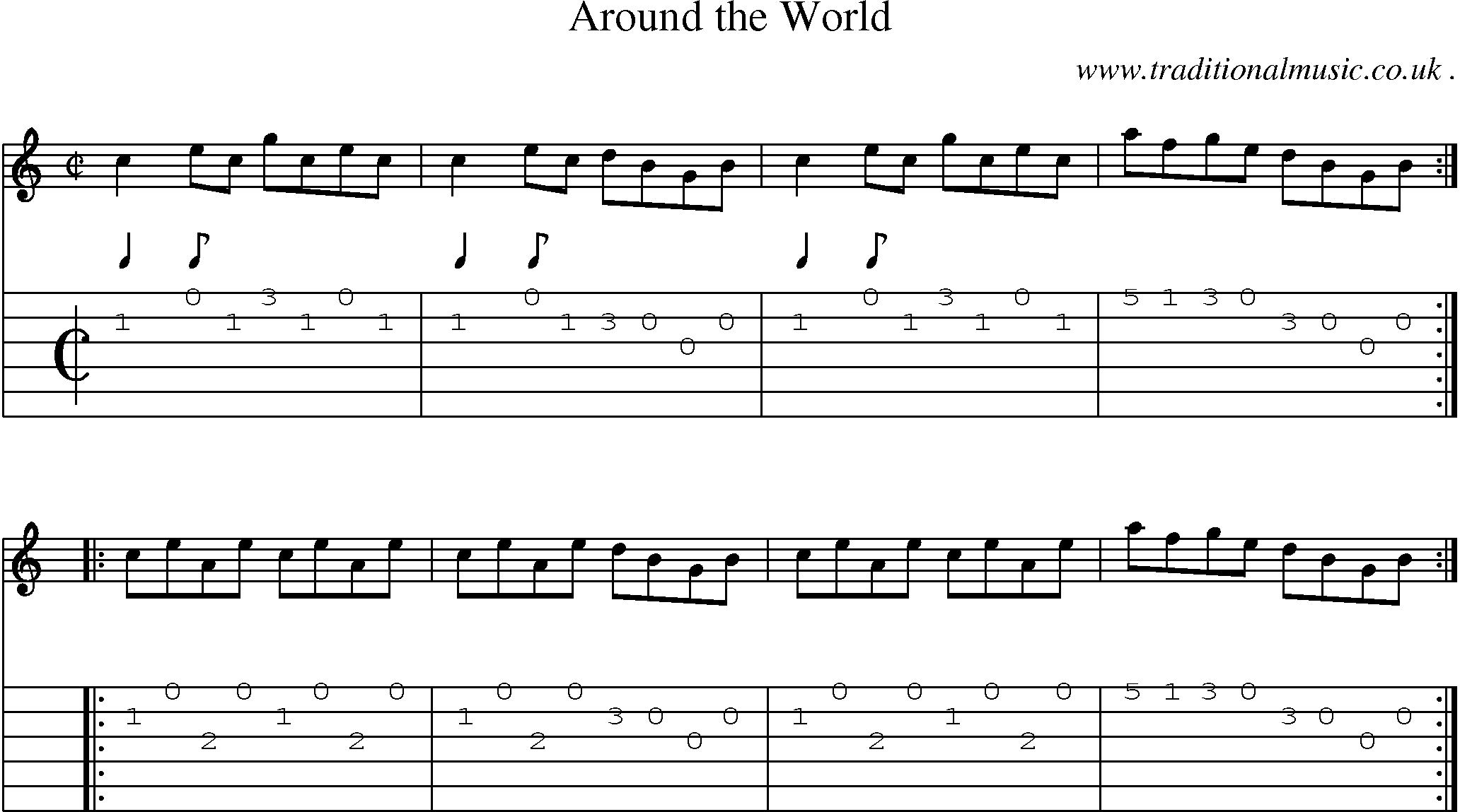Sheet-Music and Guitar Tabs for Around The World