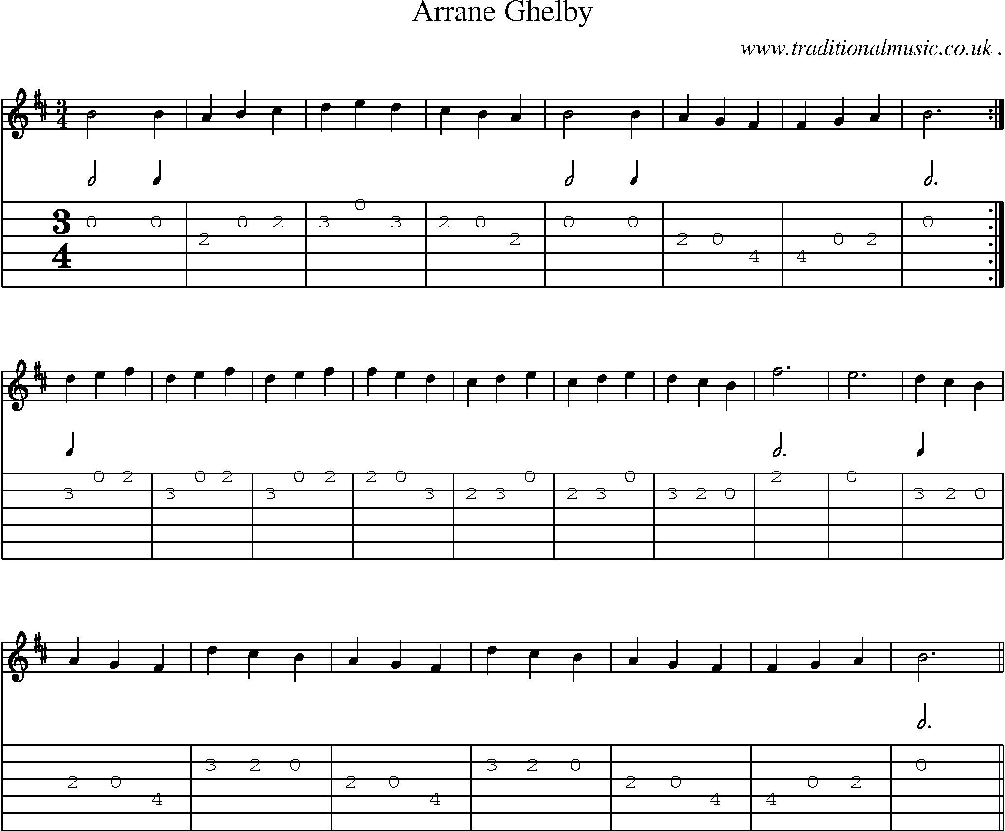 Sheet-Music and Guitar Tabs for Arrane Ghelby