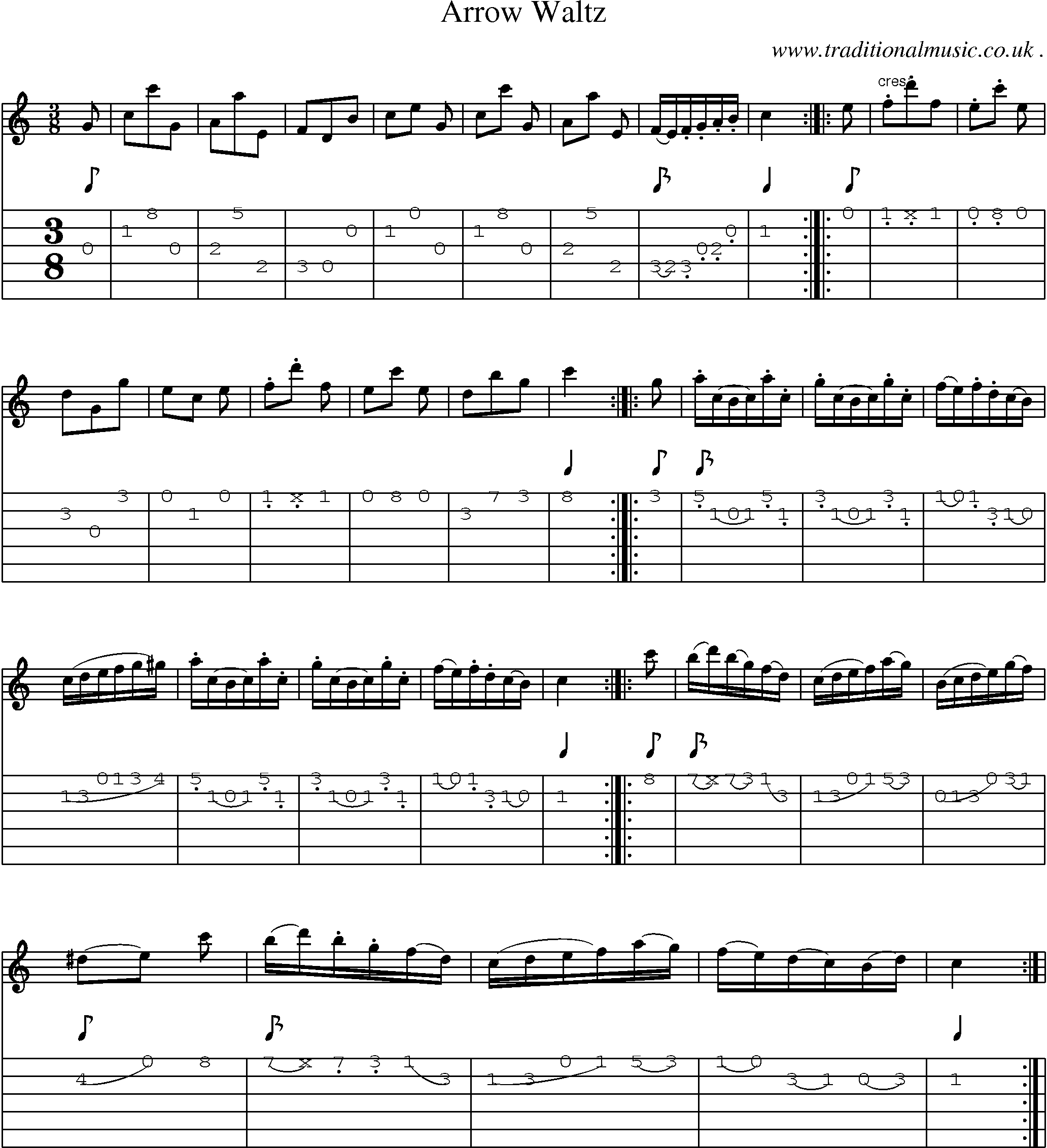 Sheet-Music and Guitar Tabs for Arrow Waltz