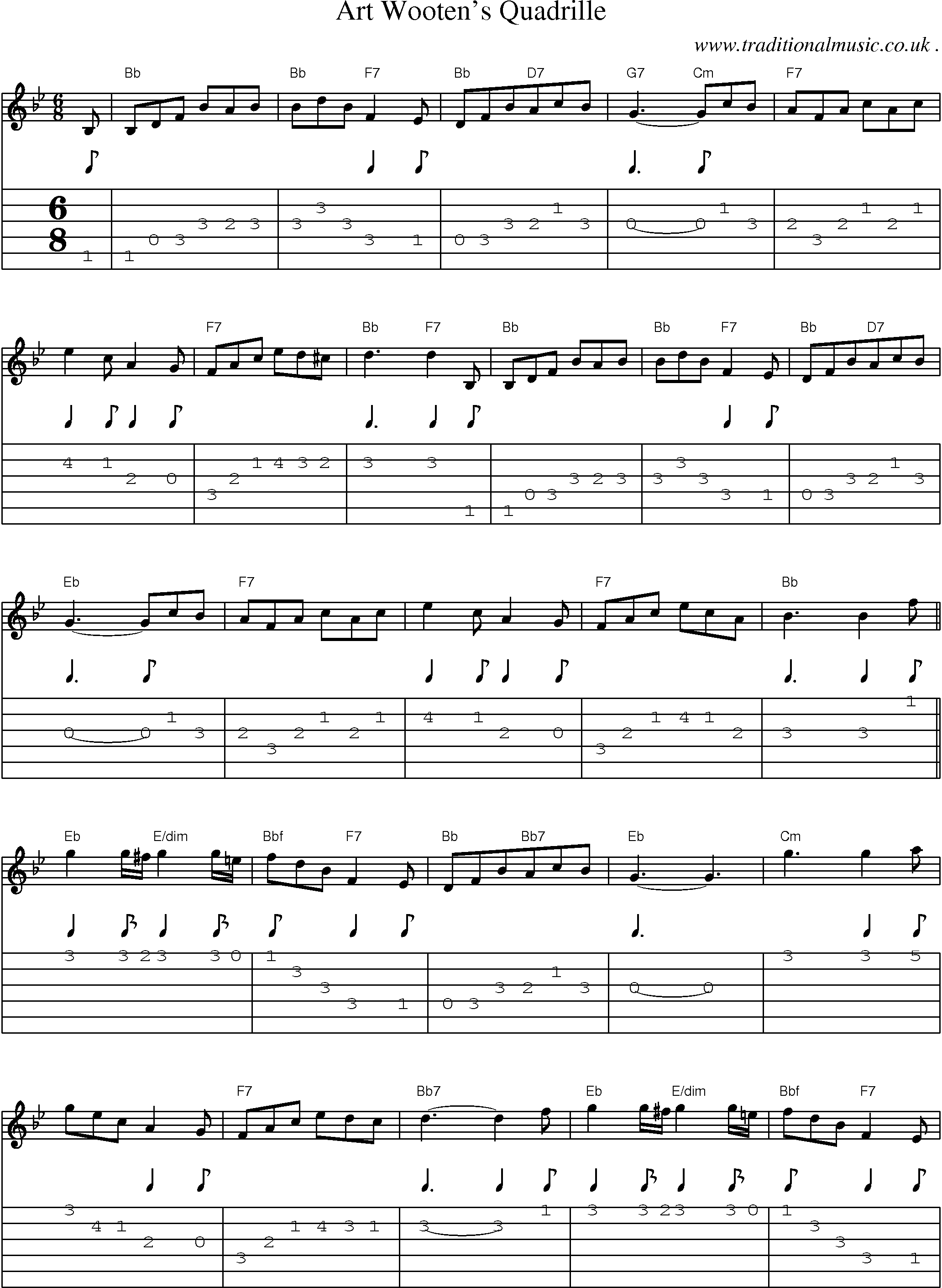 Sheet-Music and Guitar Tabs for Art Wootens Quadrille