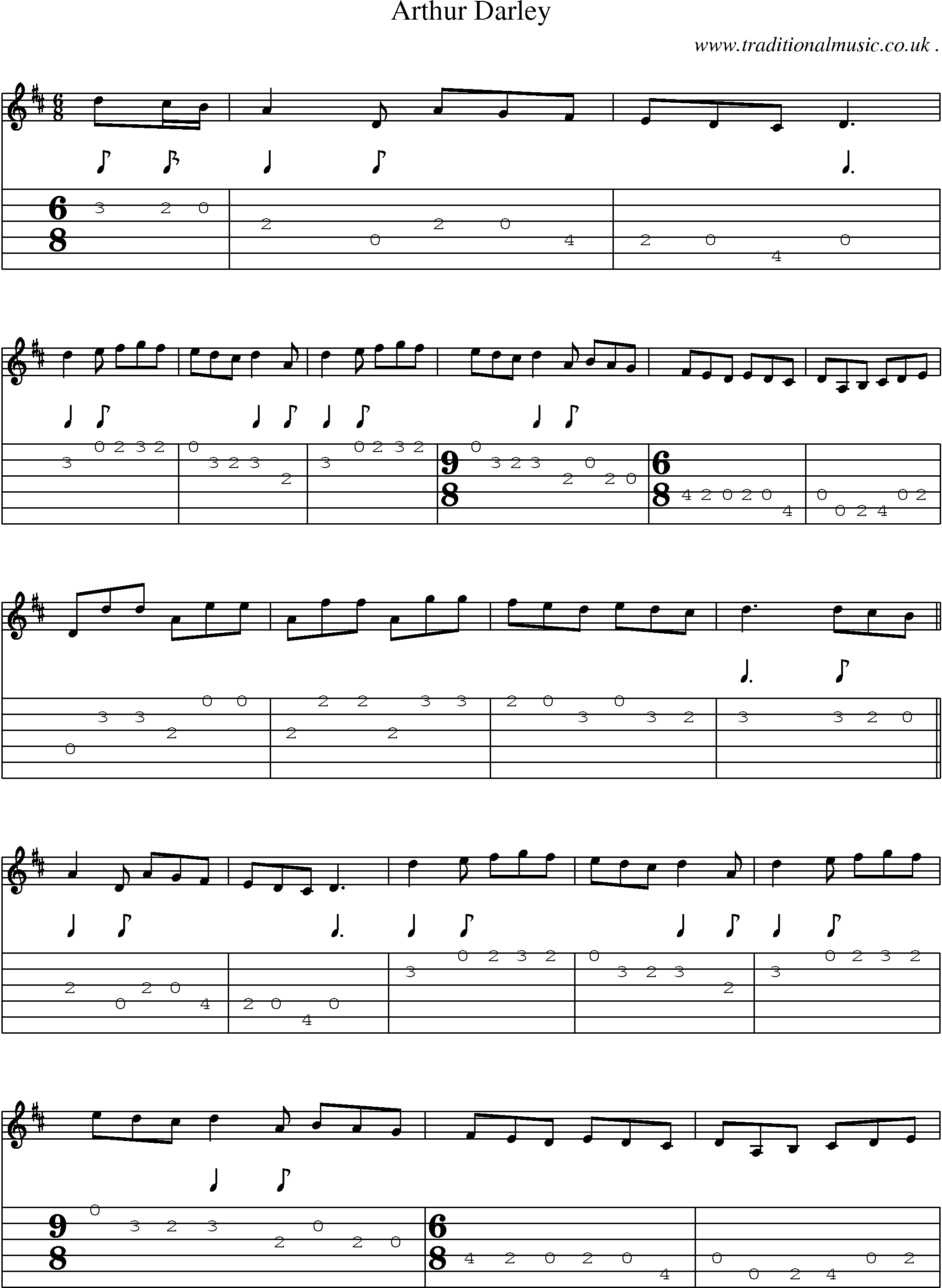 Sheet-Music and Guitar Tabs for Arthur Darley