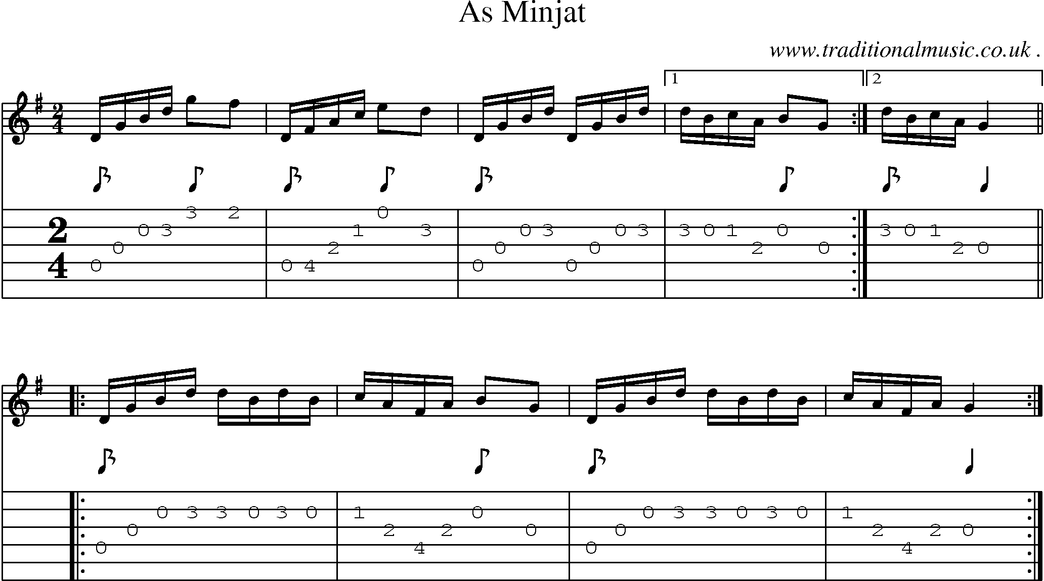 Sheet-Music and Guitar Tabs for As Minjat