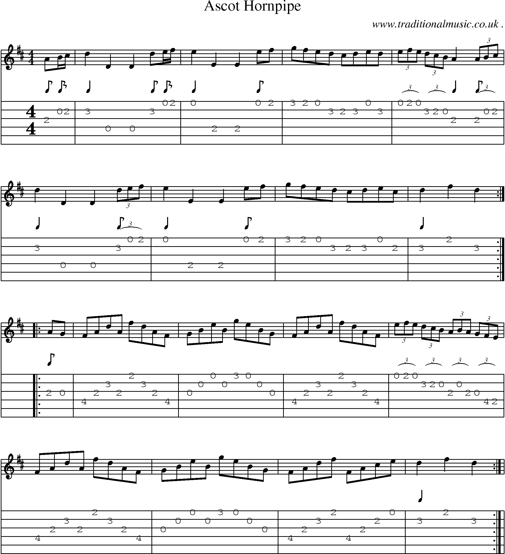 Sheet-Music and Guitar Tabs for Ascot Hornpipe