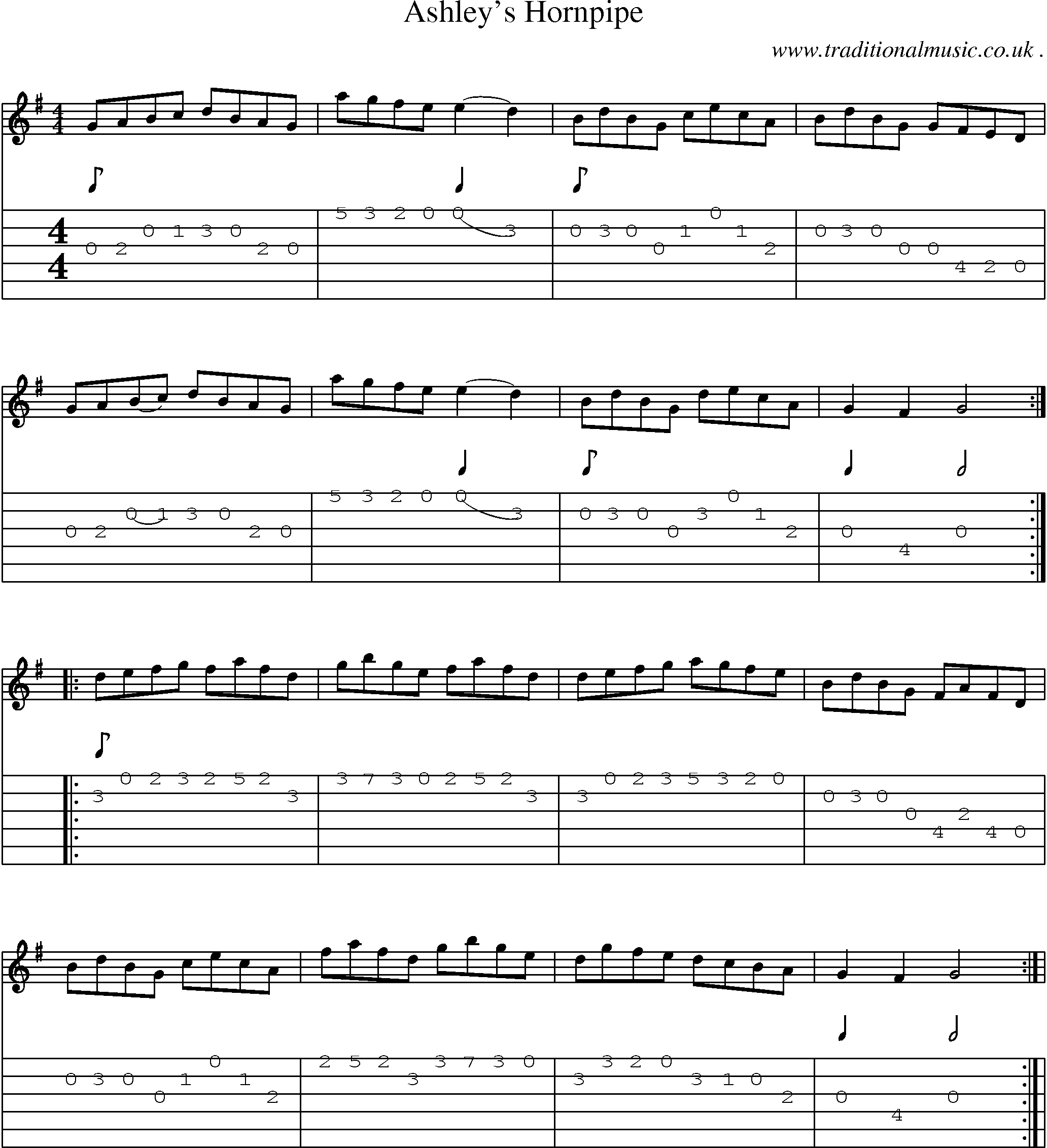 Sheet-Music and Guitar Tabs for Ashley Hornpipe