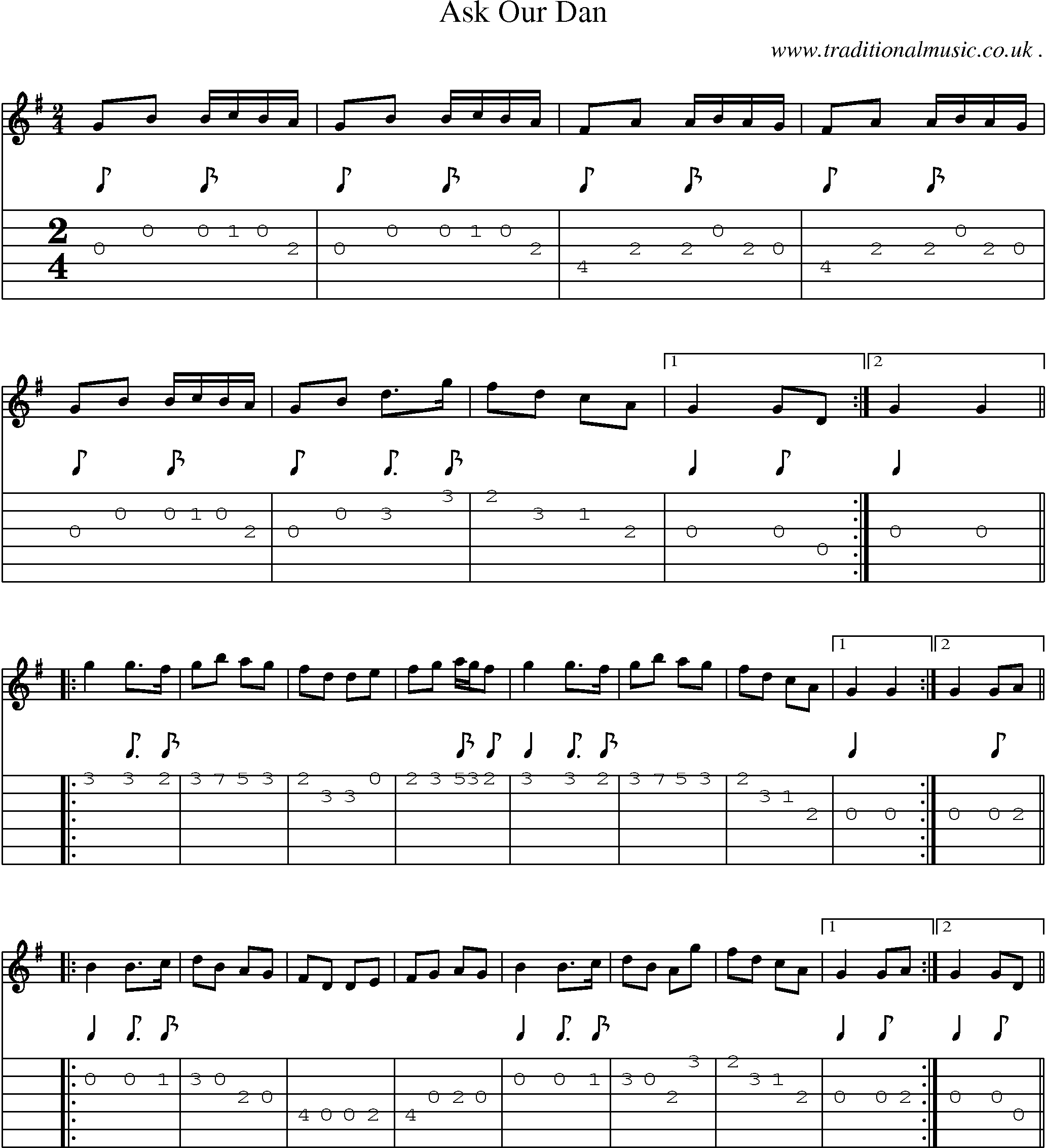 Sheet-Music and Guitar Tabs for Ask Our Dan