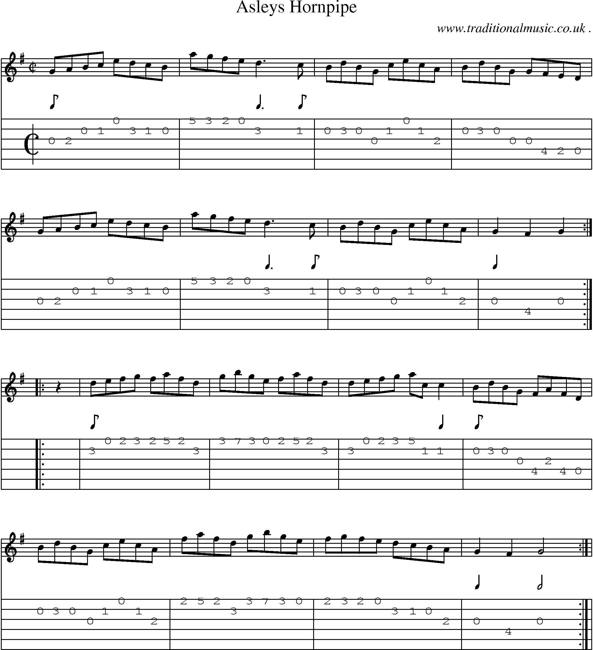 Sheet-Music and Guitar Tabs for Asleys Hornpipe