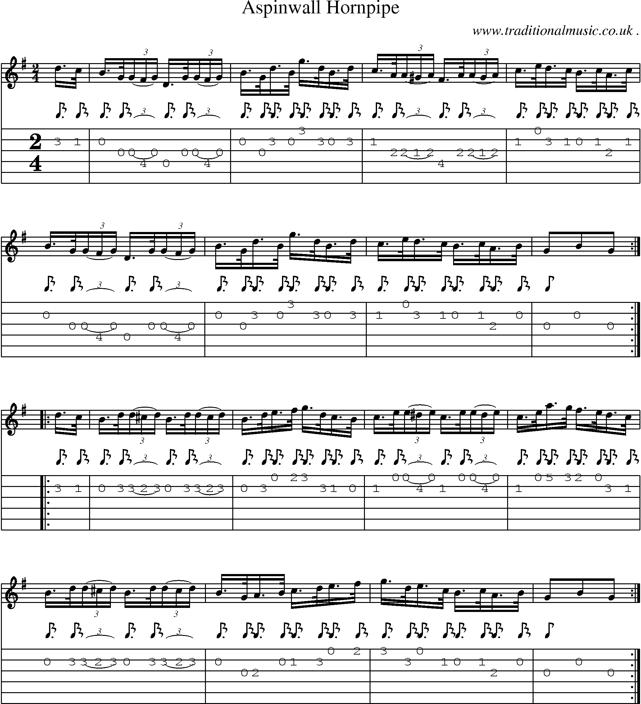 Sheet-Music and Guitar Tabs for Aspinwall Hornpipe