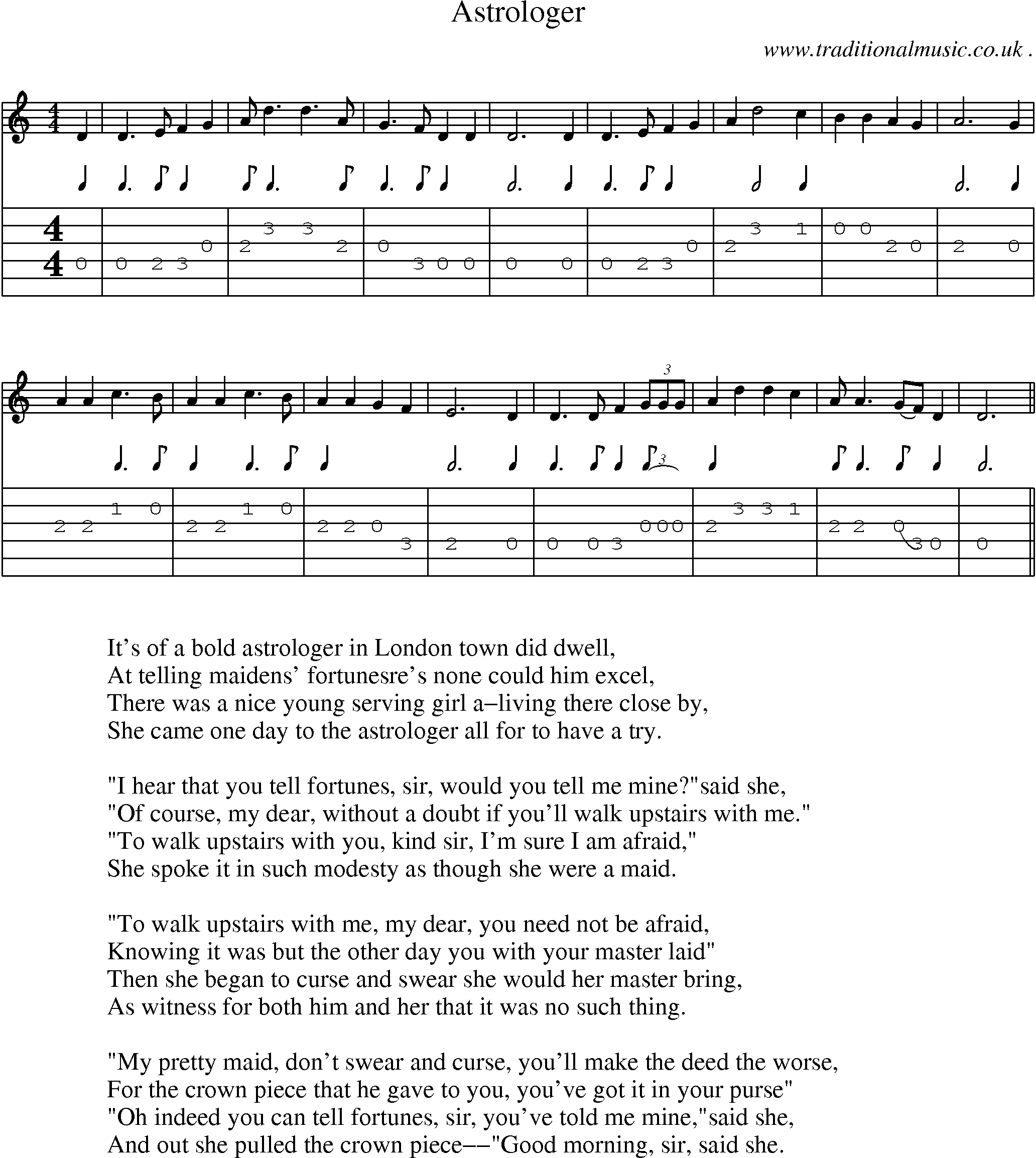 Sheet-Music and Guitar Tabs for Astrologer