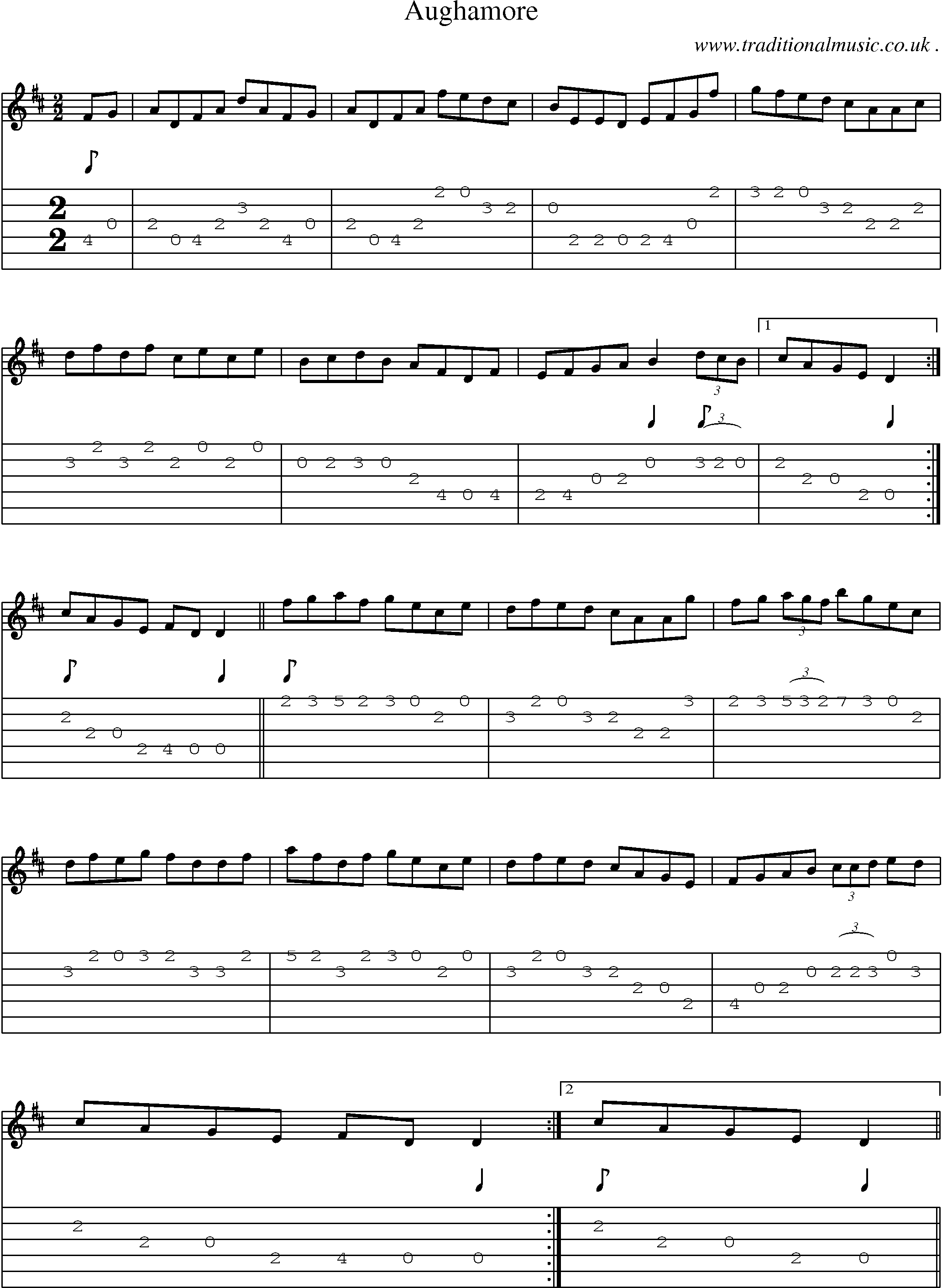 Sheet-Music and Guitar Tabs for Aughamore